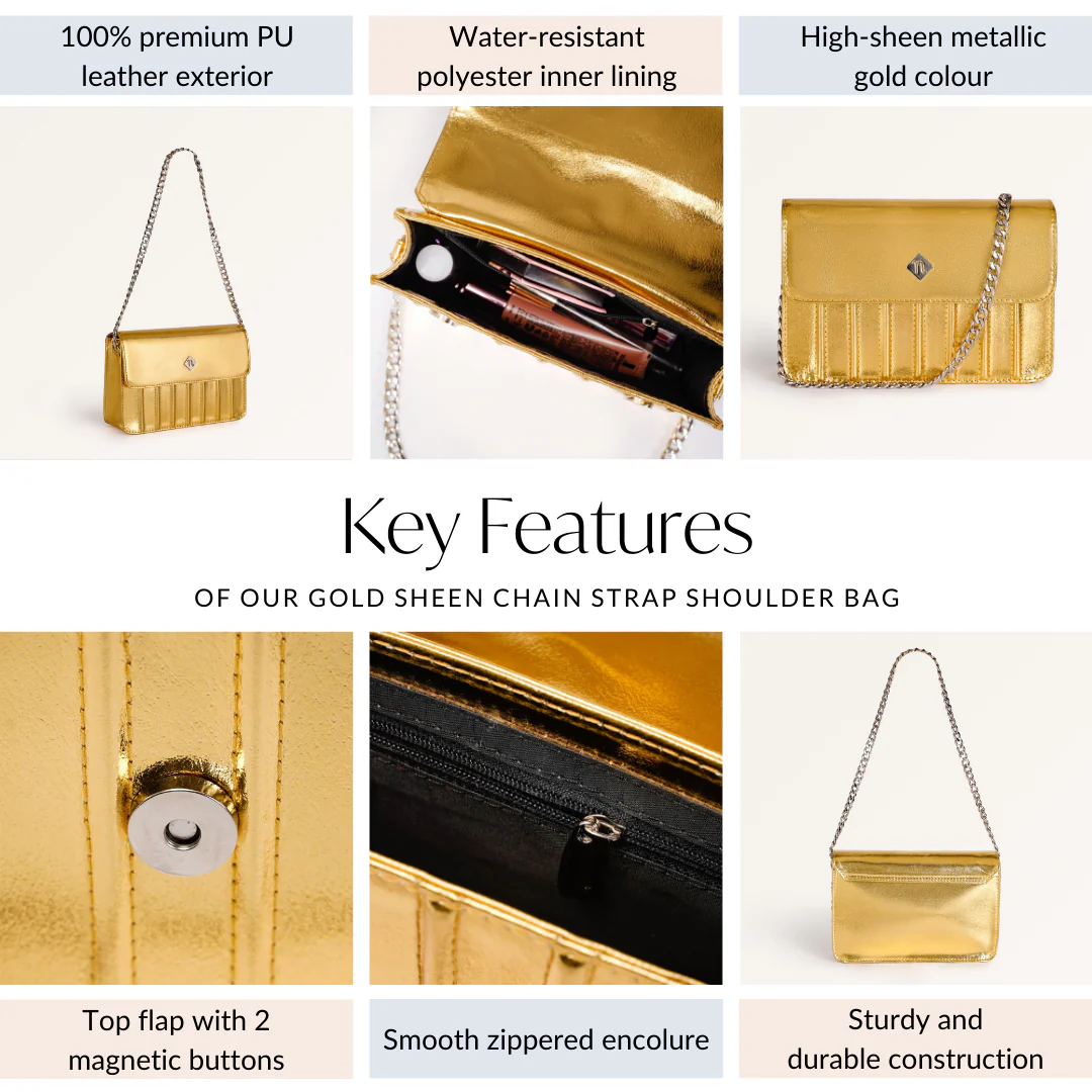 Gold Sheen Shoulder Bag - Image 5