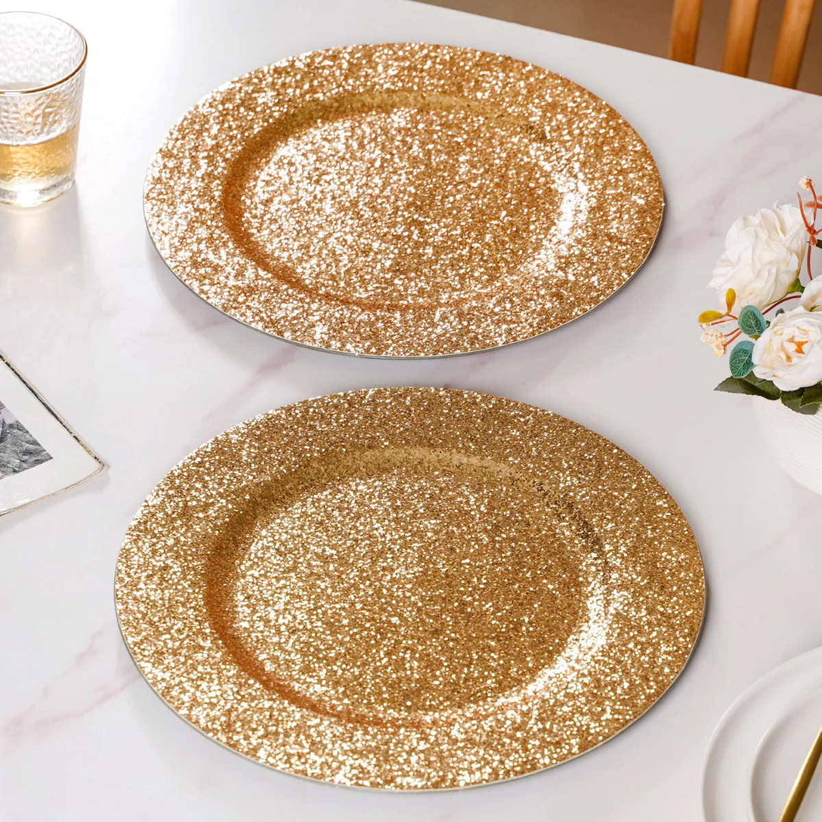 Gold Shimmer Charger Plate Set Of 6 13 Inch - Image 11