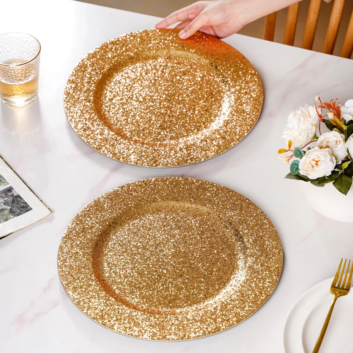 Gold Shimmer Charger Plate Set Of 6 13 Inch - Image 4