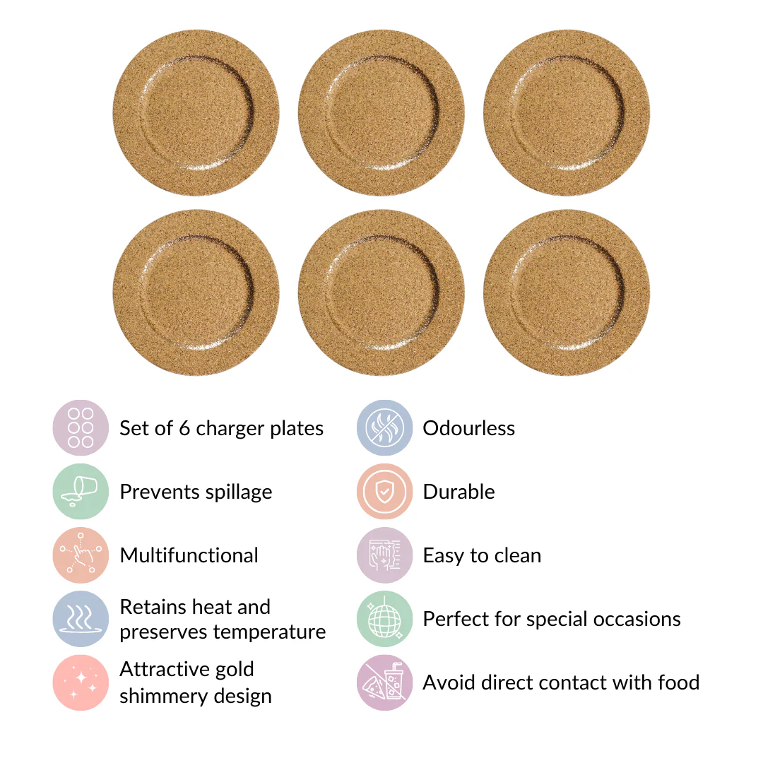 Gold Shimmer Charger Plate Set Of 6 13 Inch - Image 5
