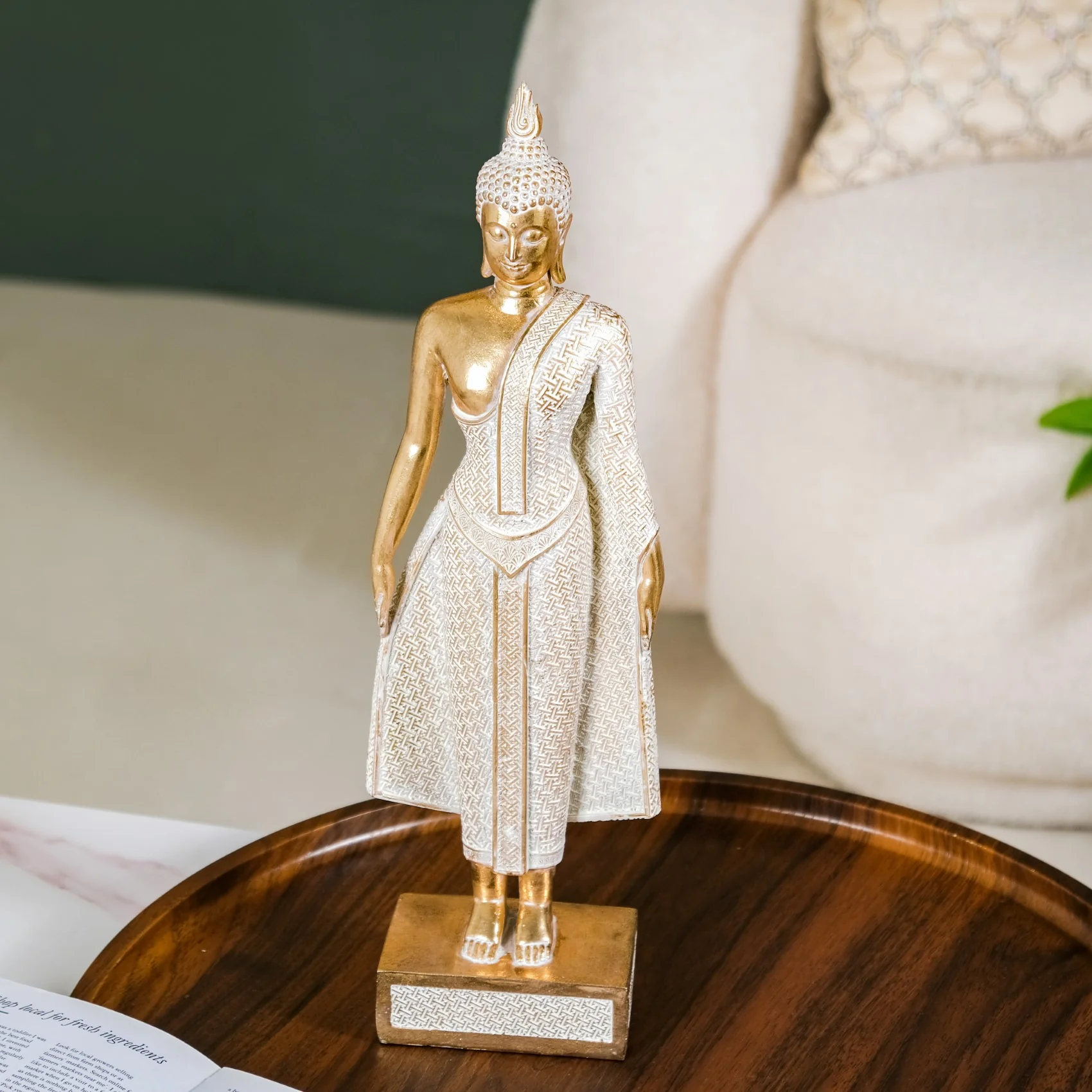 Gold Standing Buddha Decor Statue Large 16 Inch - Image 9