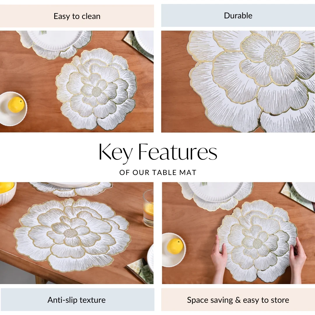 Gold Sunlit Petals Table Mat Set Of 6 - Image 4