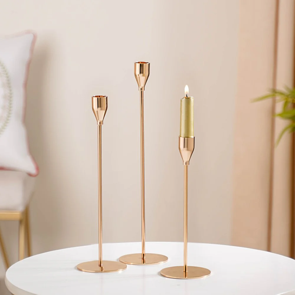 Gold Taper Candle Holder Set Of 3