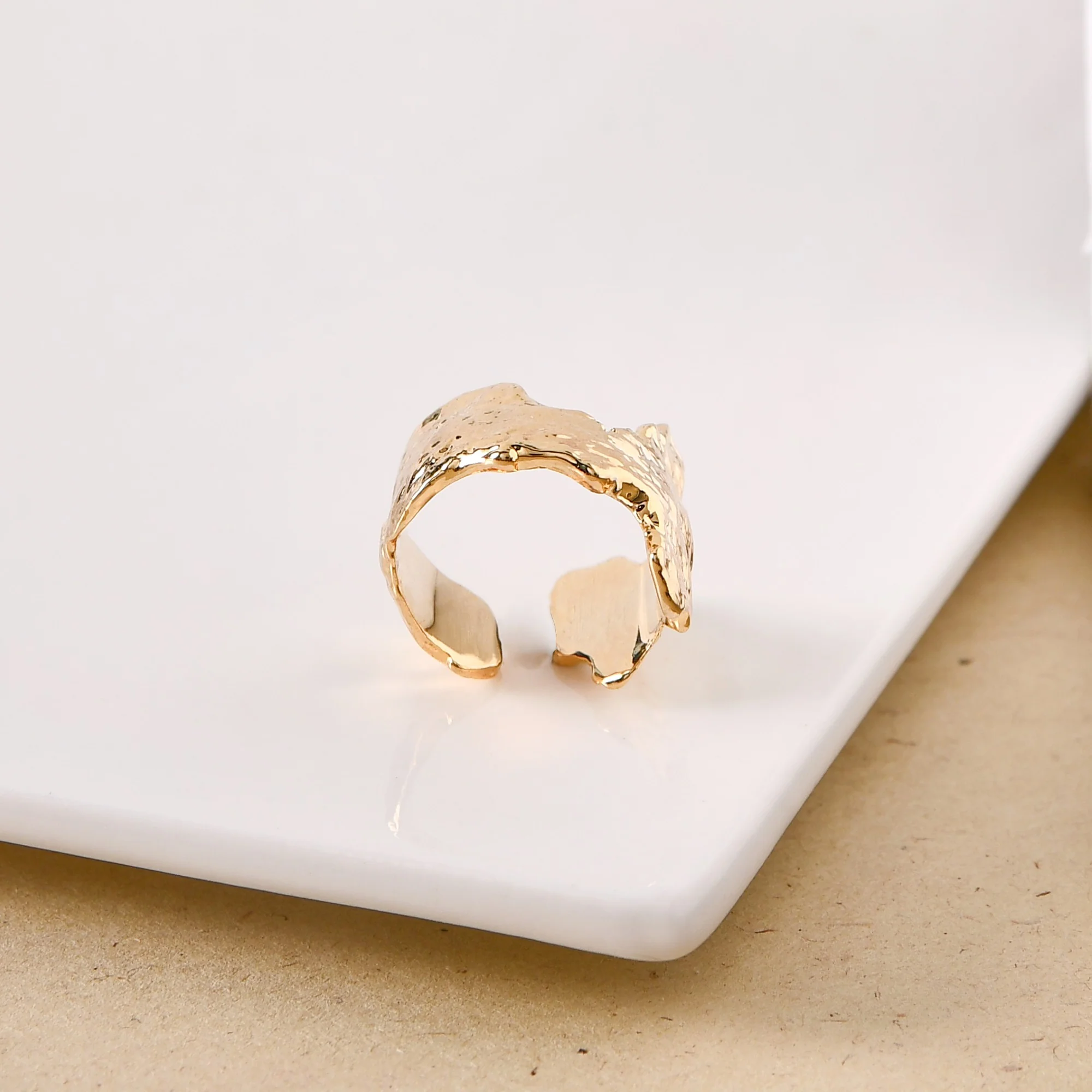 Gold Terrain Textured Statement Ring - Image 5