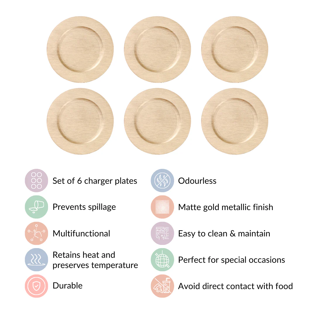 Gold Textured Charger Plates Set Of 6 13 Inch - Image 6