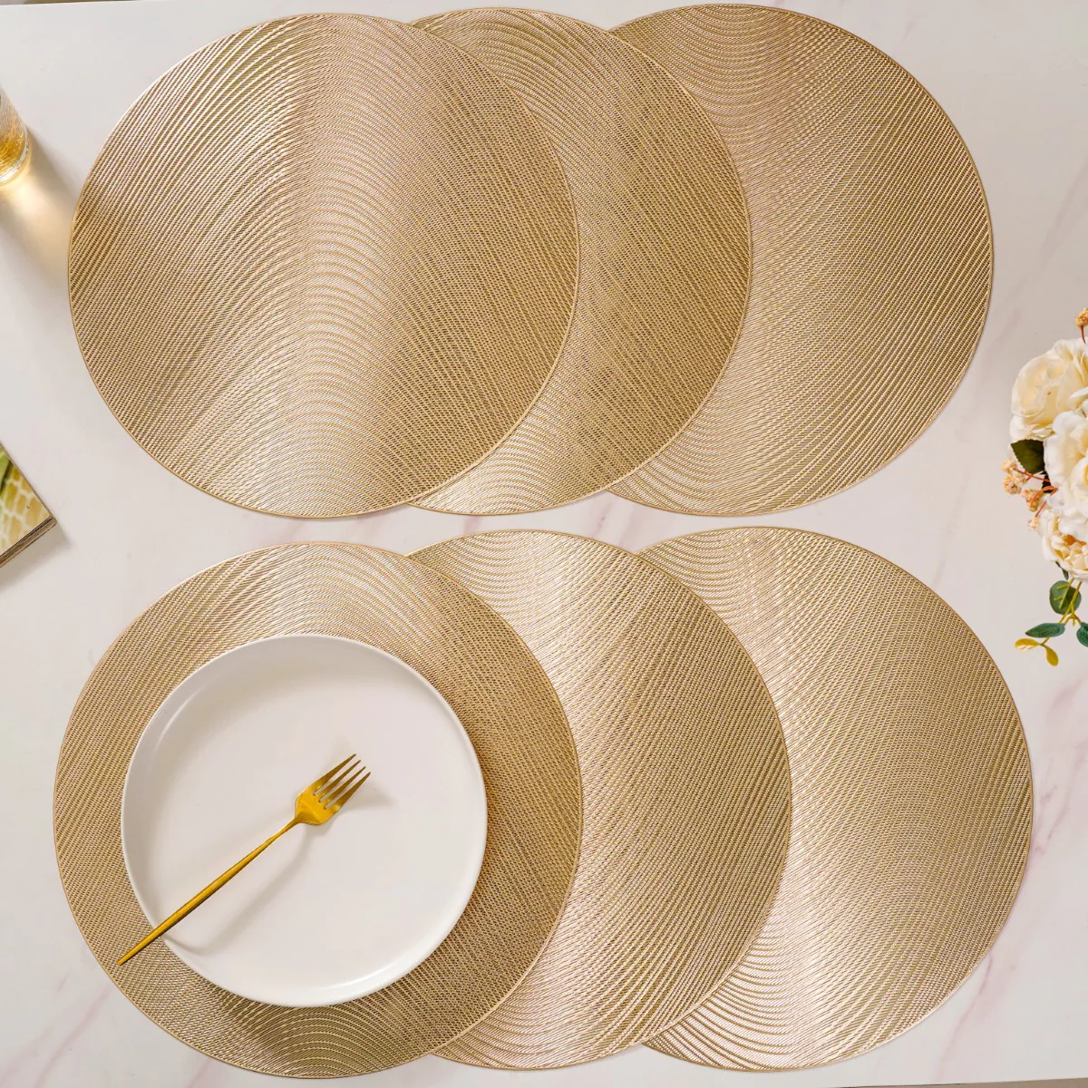 Gold Waterproof Table Mat Set Of 6 - Image 2