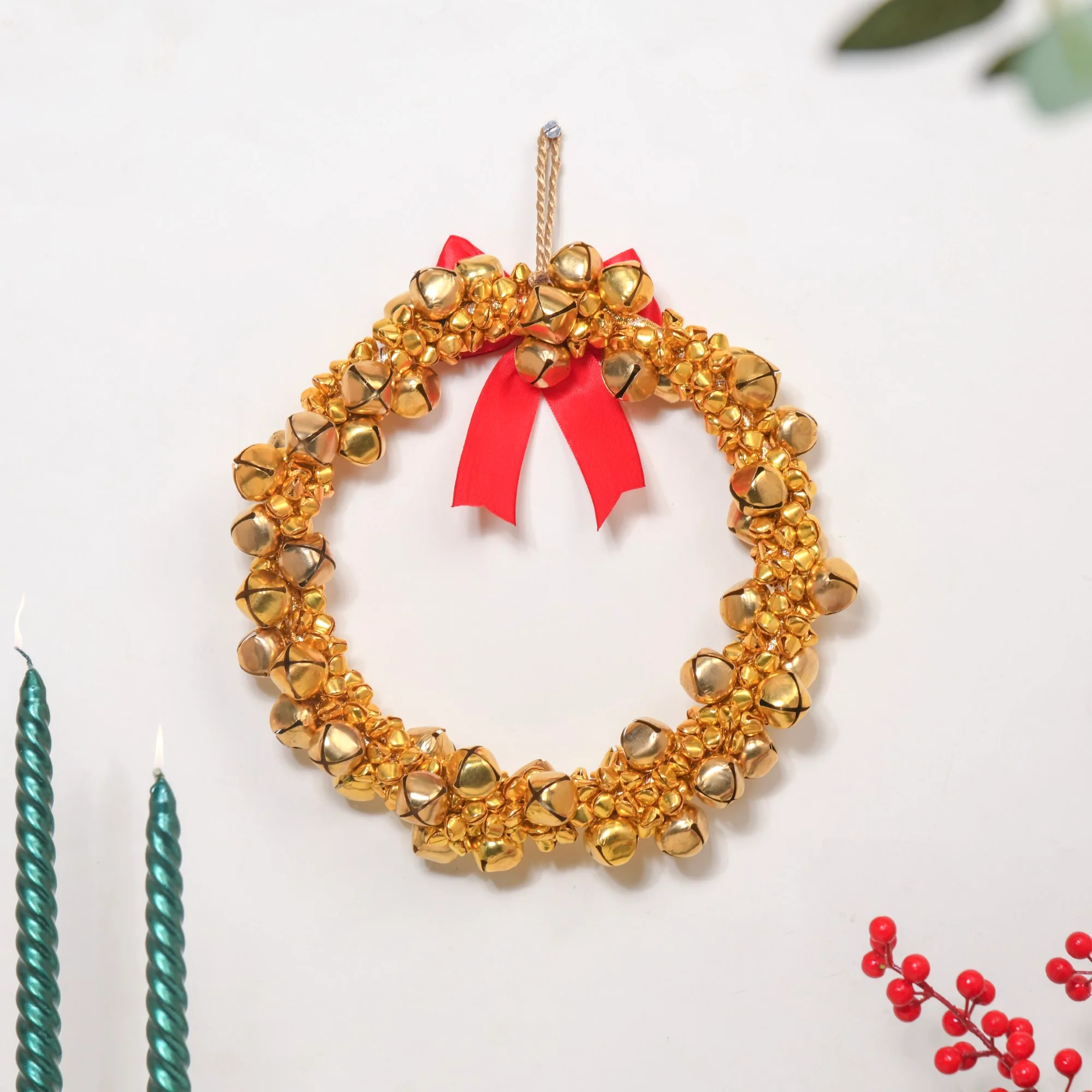 Gold Wreath With Bells 8 Inch - Image 5