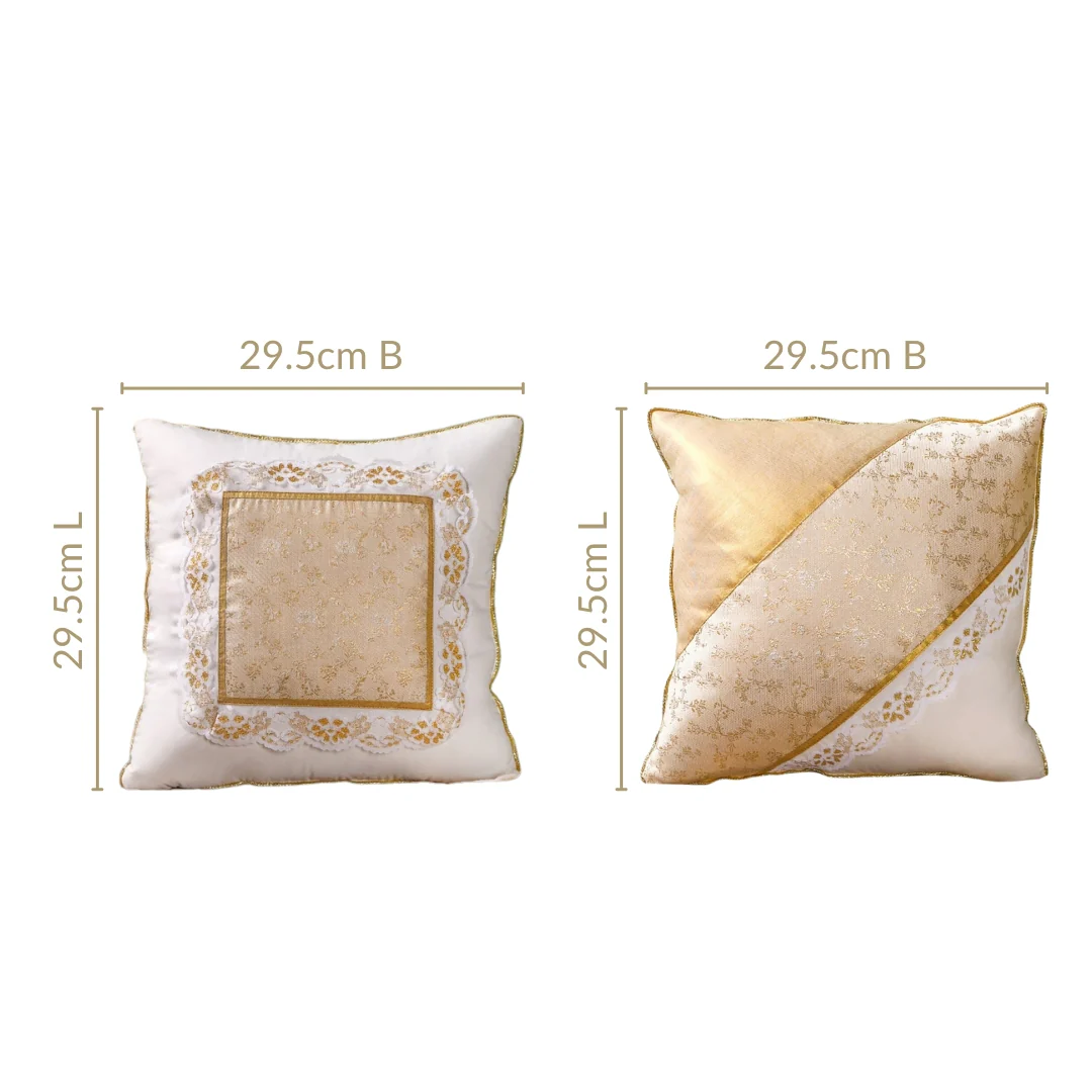Gold Zari Floral Cushion Cover Set Of 2 - Image 4