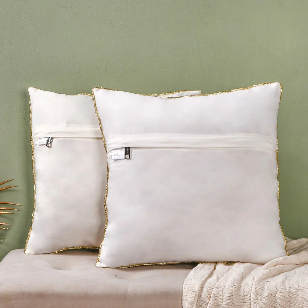 Gold Zari Floral Cushion Cover Set Of 2 - Image 6