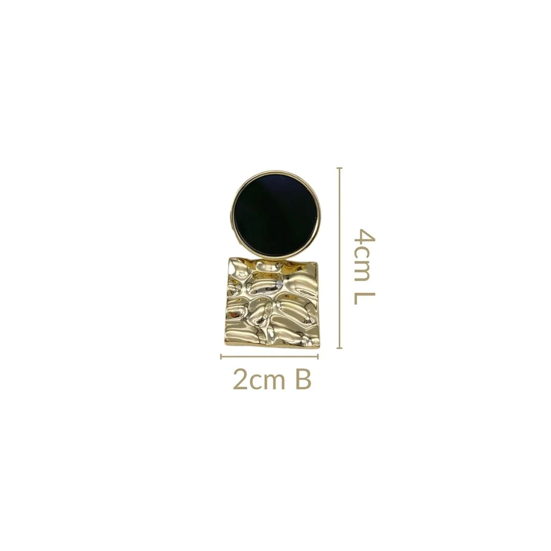 Golden Aura Black Stone Drop Earrings - Image 3