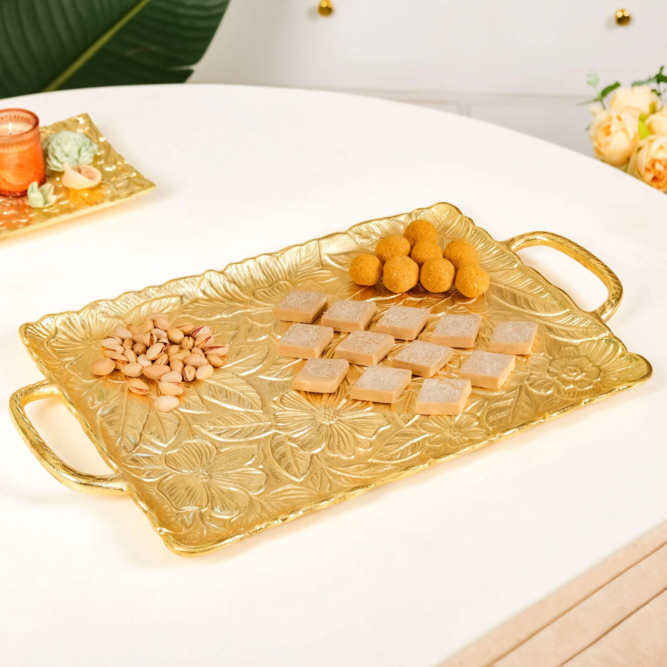 Golden Crest Royalcore Embossed Metal Tray Large - Image 2