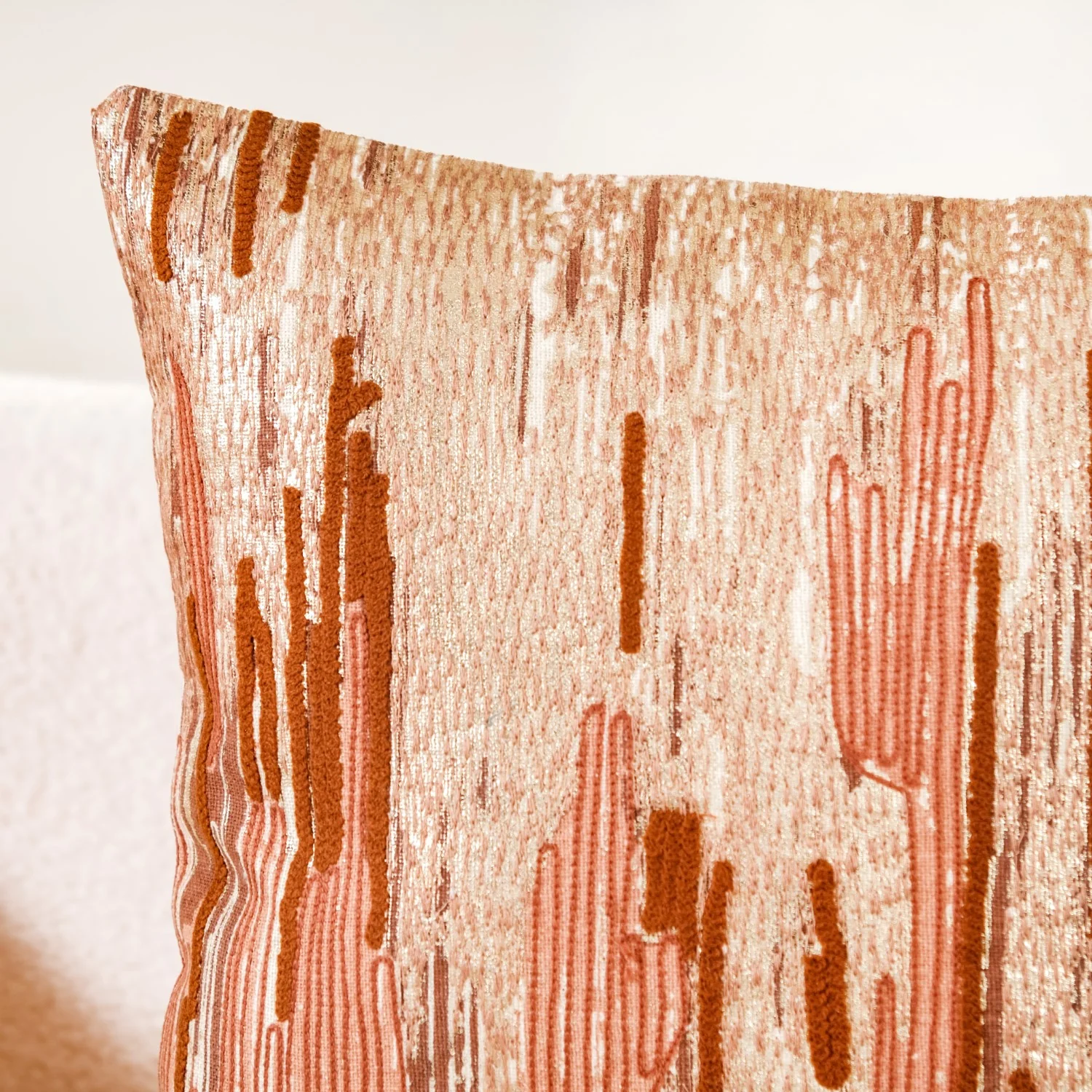 Golden Foil Modern Embroidered Cushion Cover 16x16 Inch - Image 3