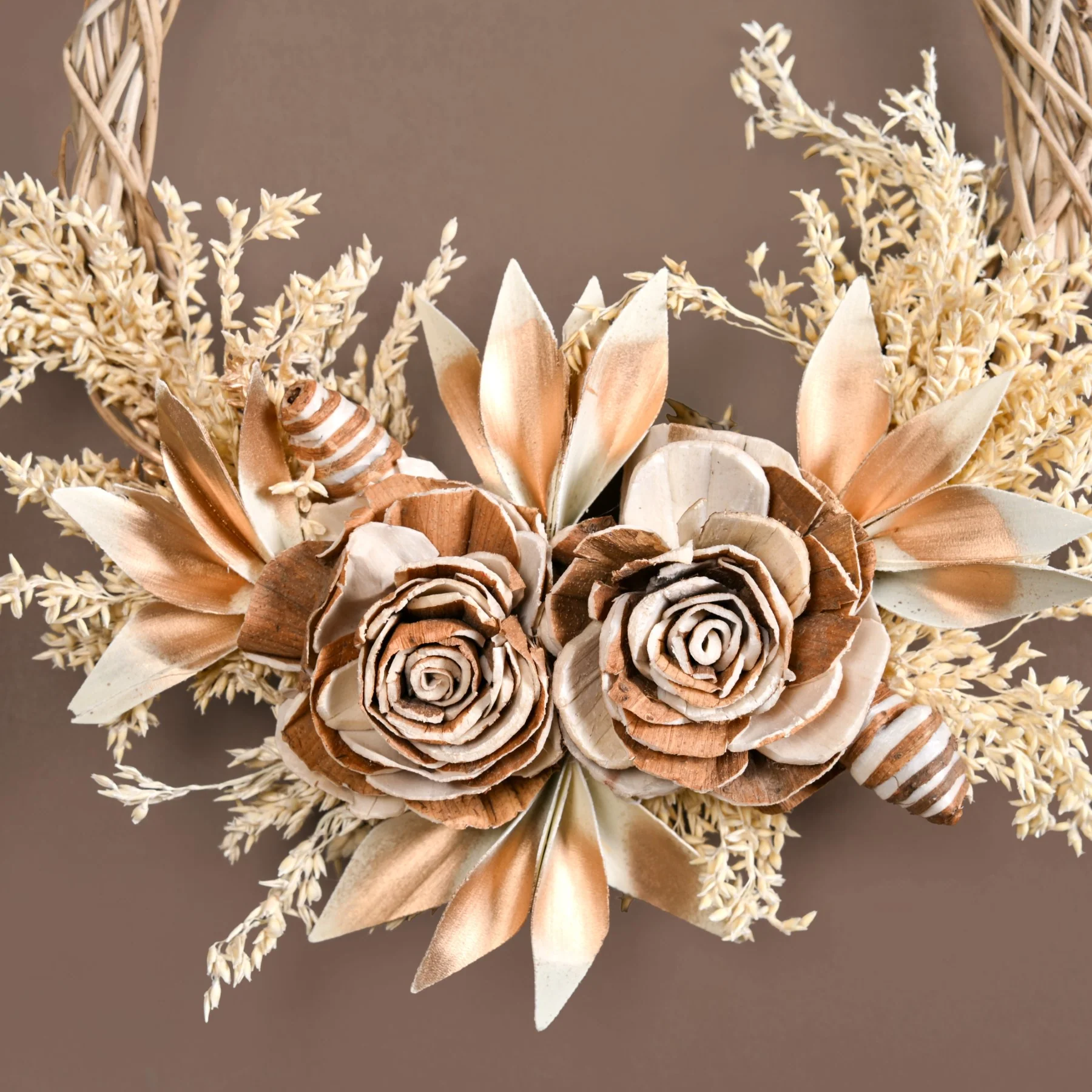 Golden Harvest Bloom Sustainable Flower Wreath Set Of 3 - Image 3