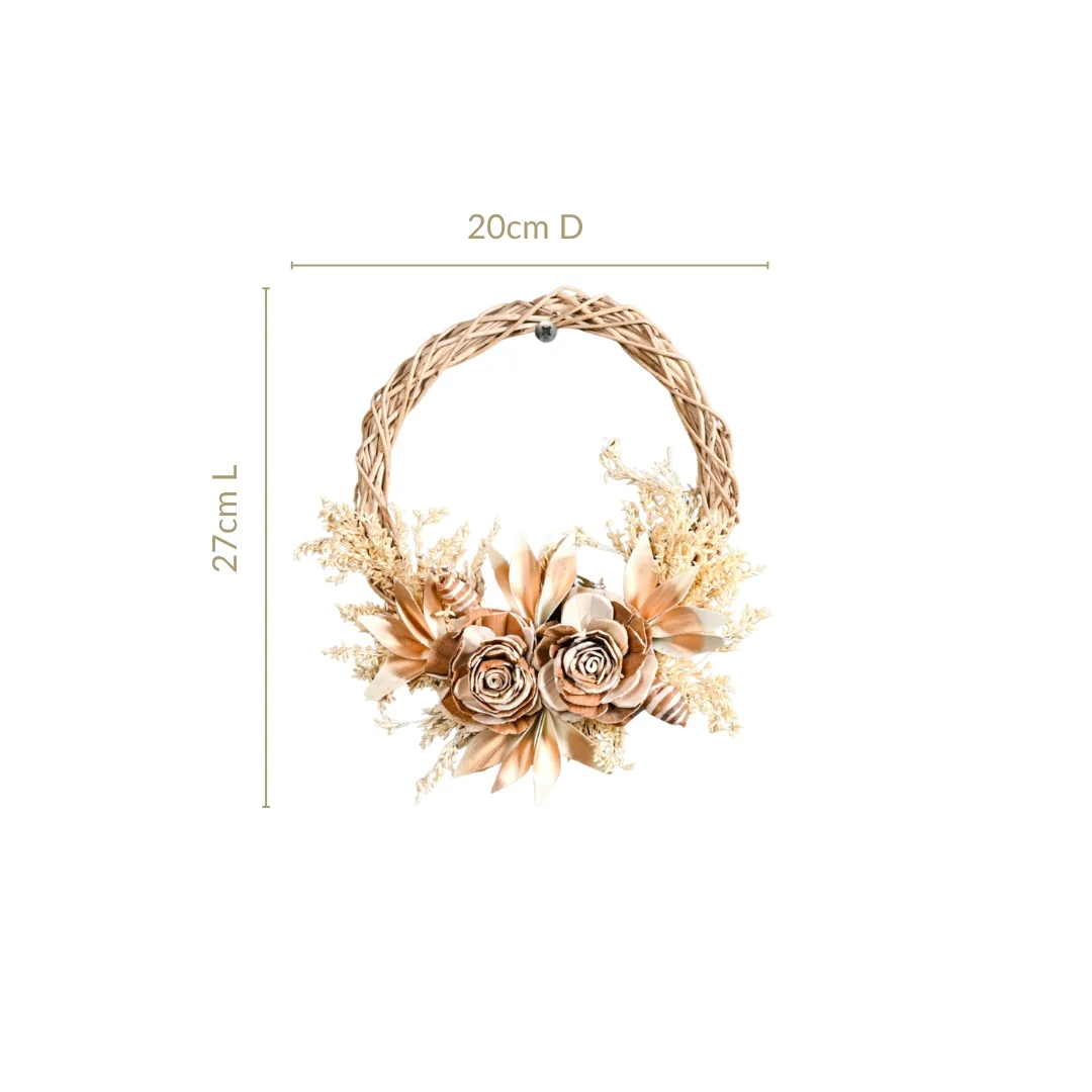 Golden Harvest Bloom Sustainable Flower Wreath Set Of 3 - Image 4