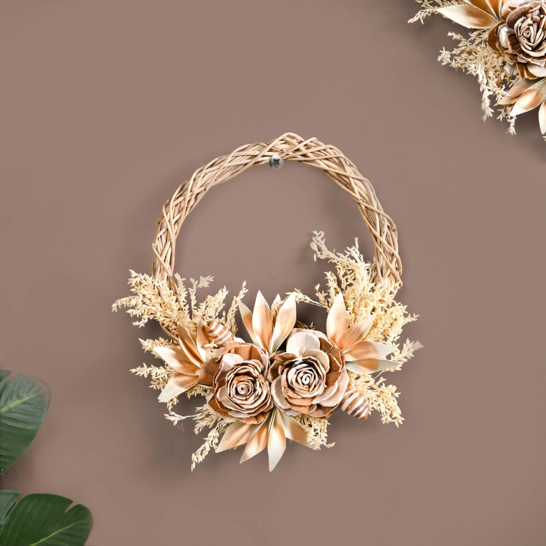Golden Harvest Bloom Sustainable Flower Wreath Set Of 3 - Image 7