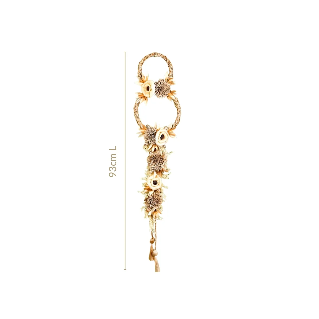 Golden Rings Dried Natural Flower Wall Hanging - Image 4