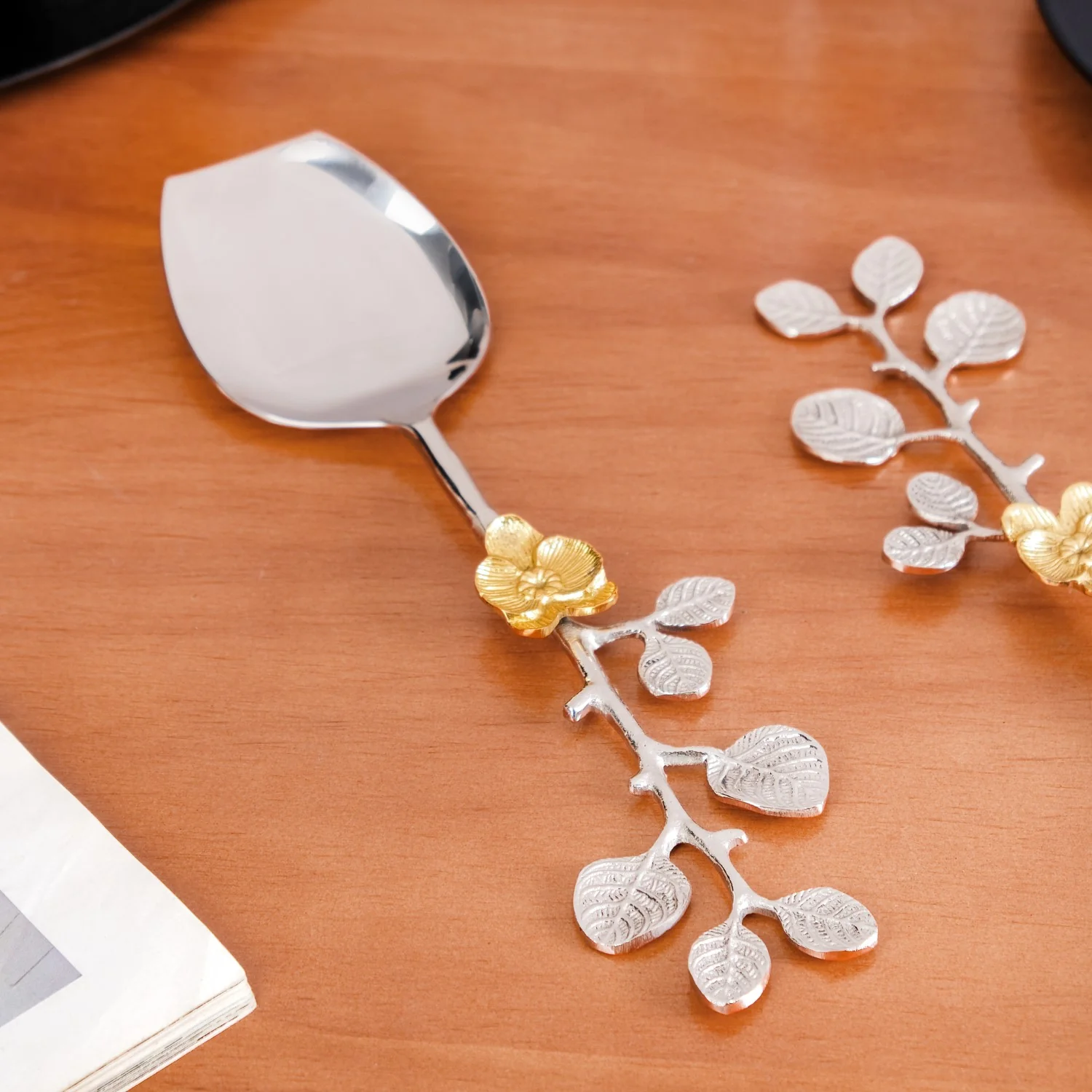 Golden Rose Metal Serving Spoon Set Of 2 - Image 10