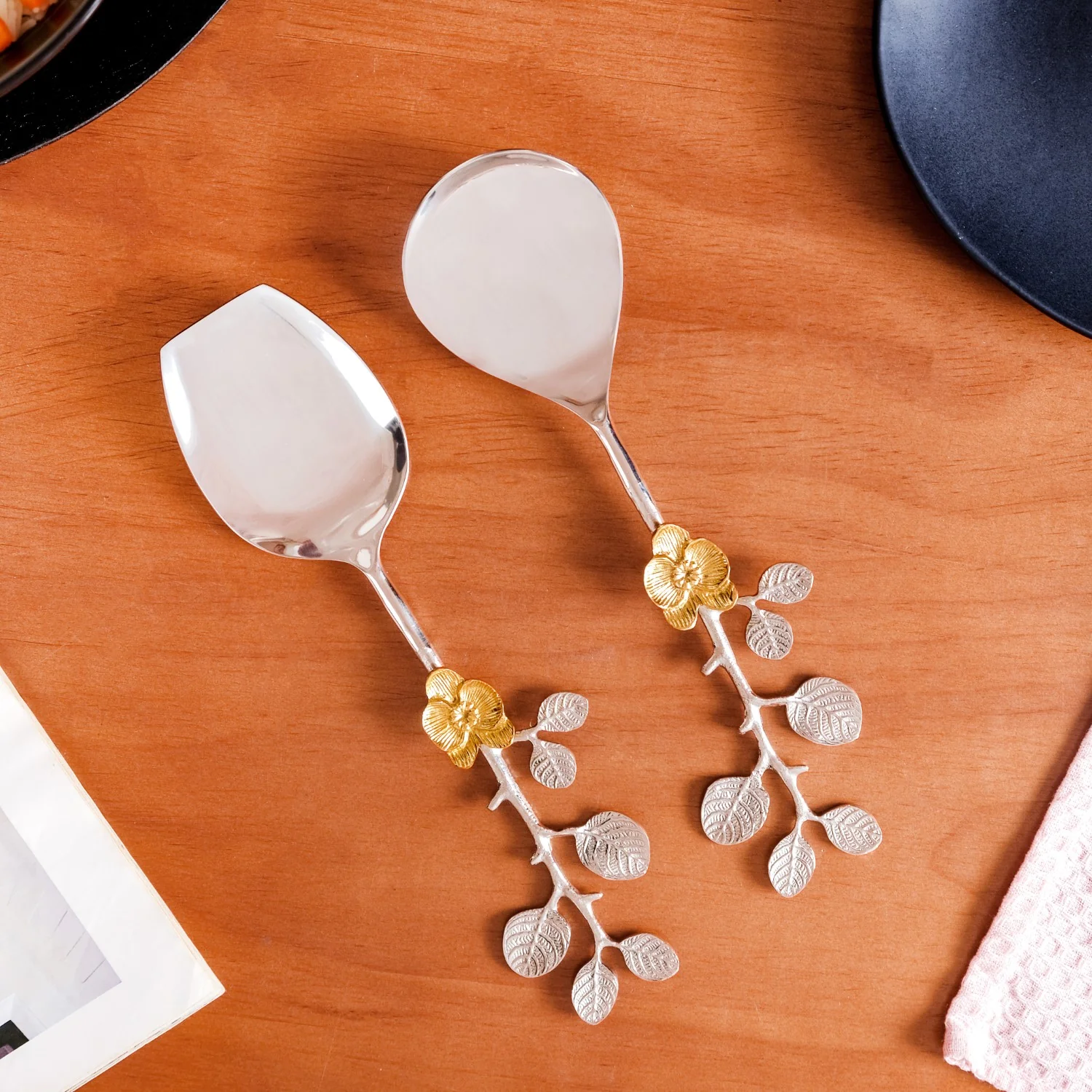 Golden Rose Metal Serving Spoon Set Of 2 - Image 5