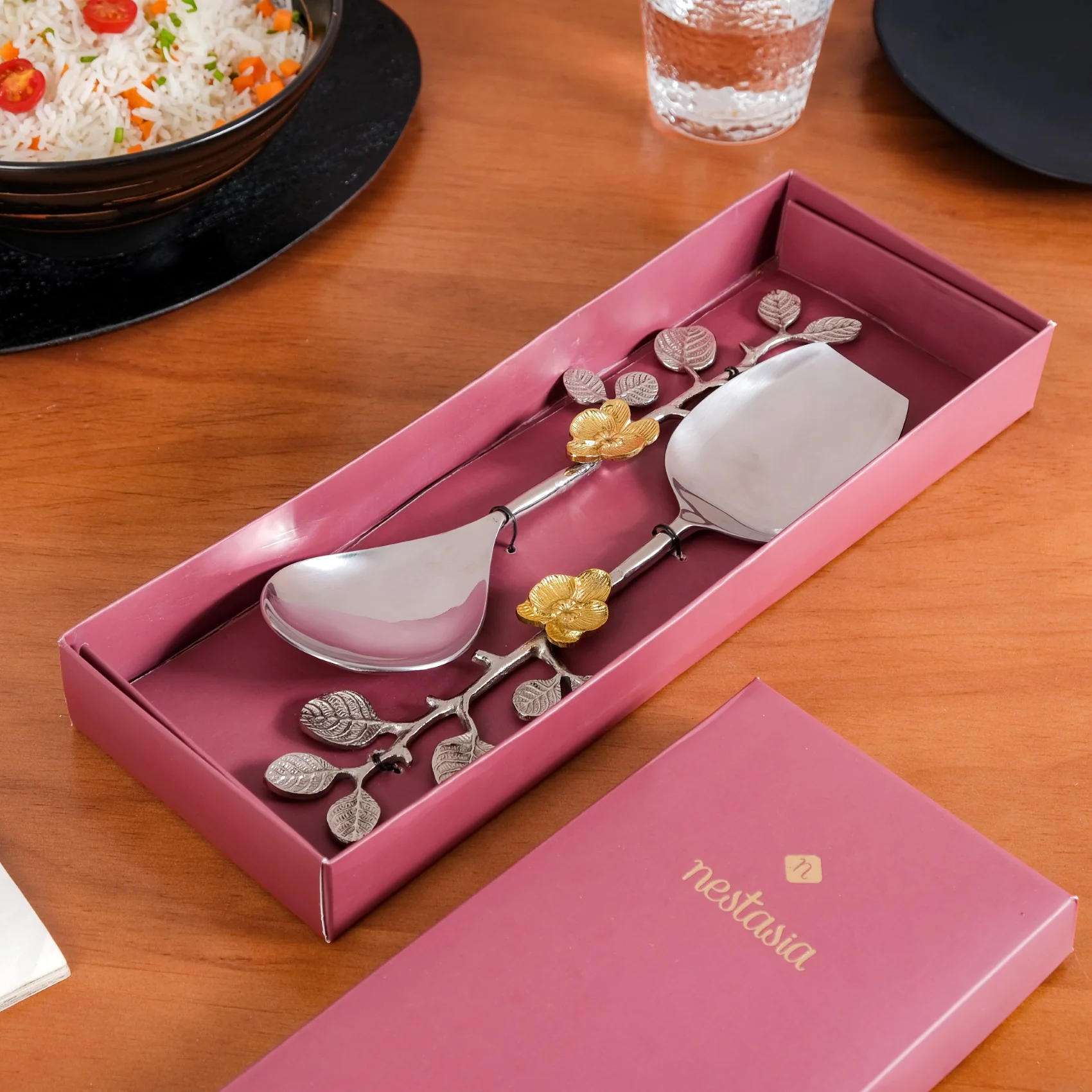 Golden Rose Metal Serving Spoon Set Of 2 - Image 8