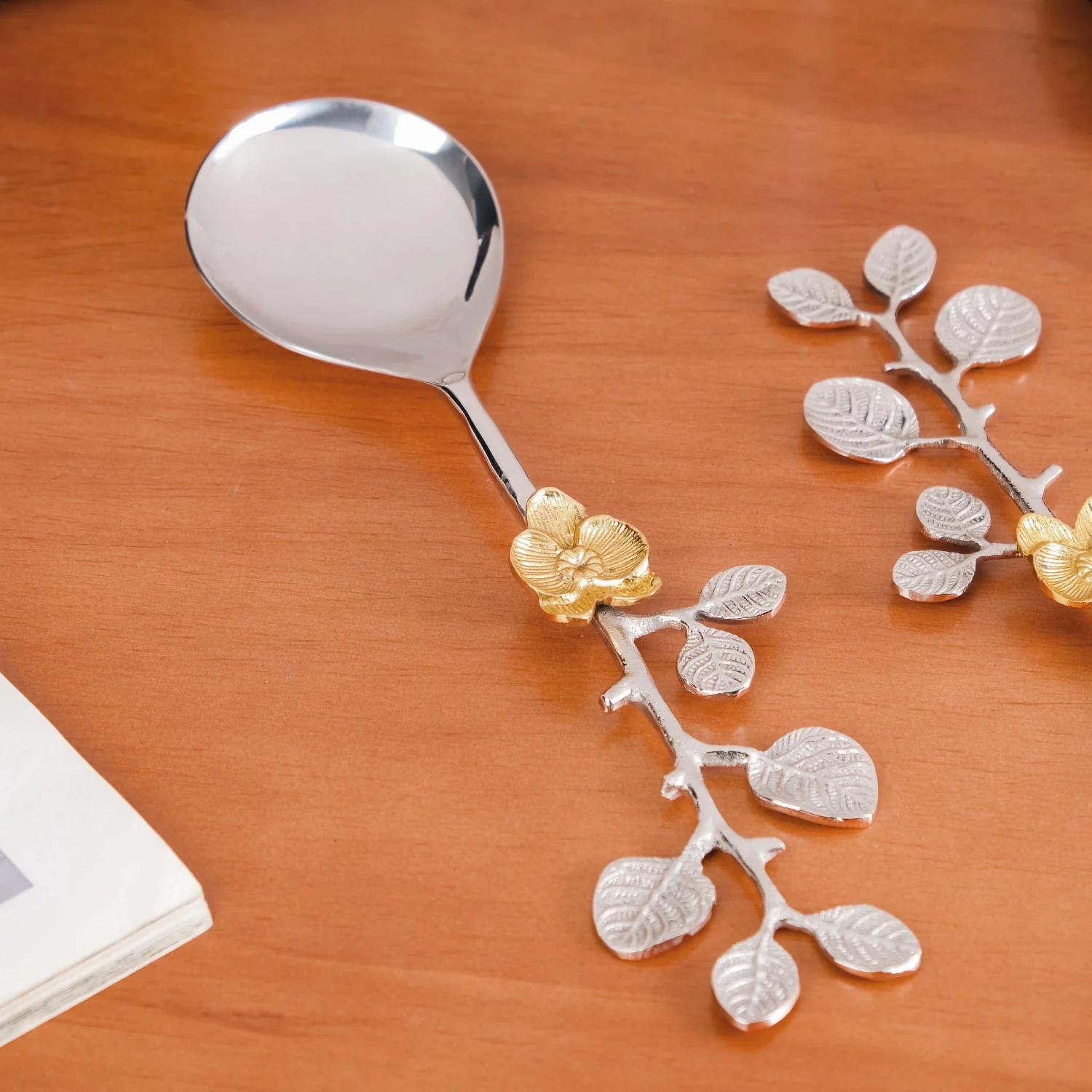 Golden Rose Metal Serving Spoon Set Of 2 - Image 9