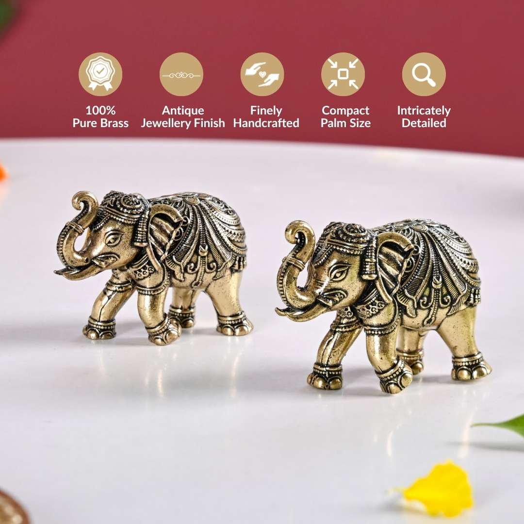 Good Luck Elephant Idol Pure Brass Set With Gift Box Of 23cm - Image 2