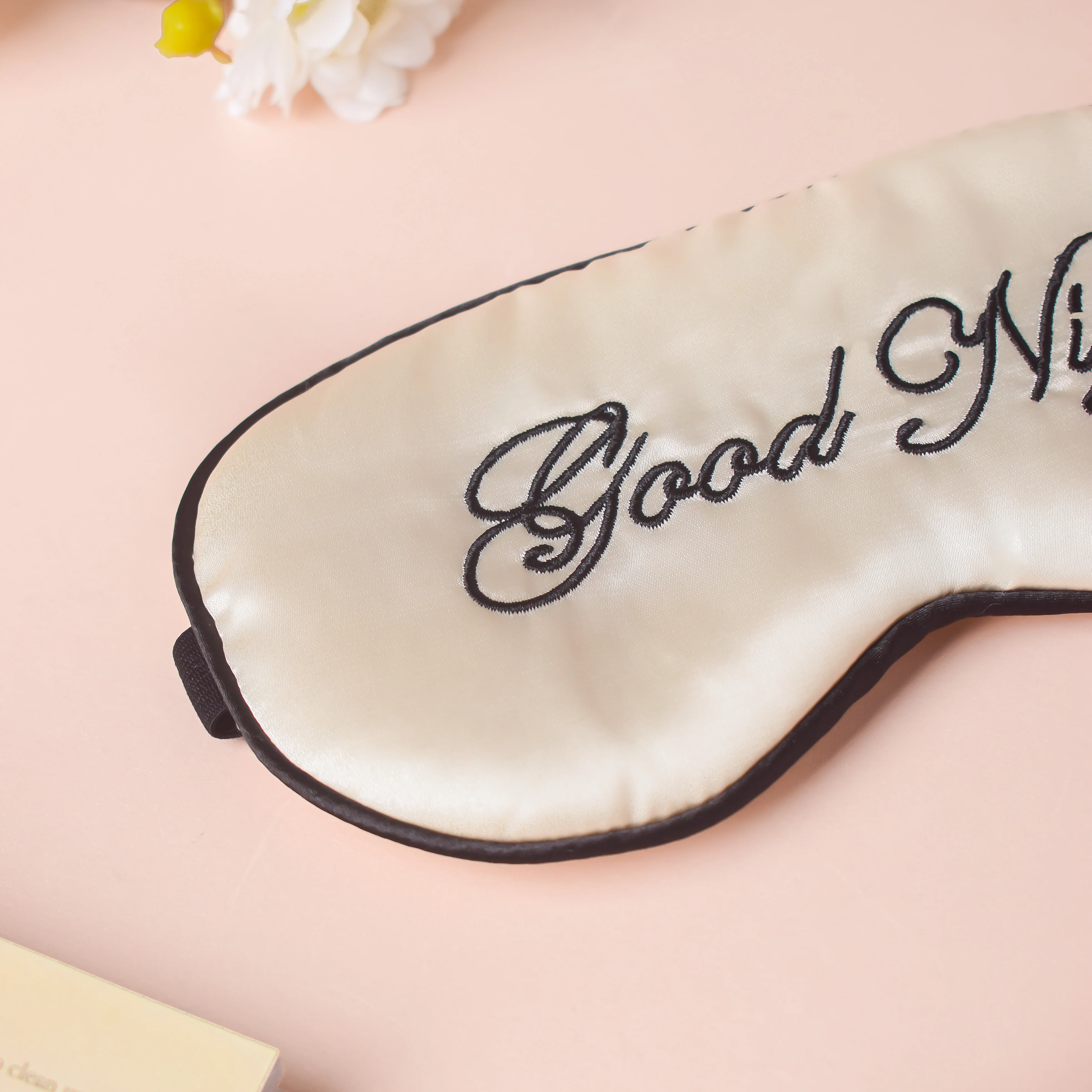 Good Night Sleep Satin Eye Mask Beige - Image 3
