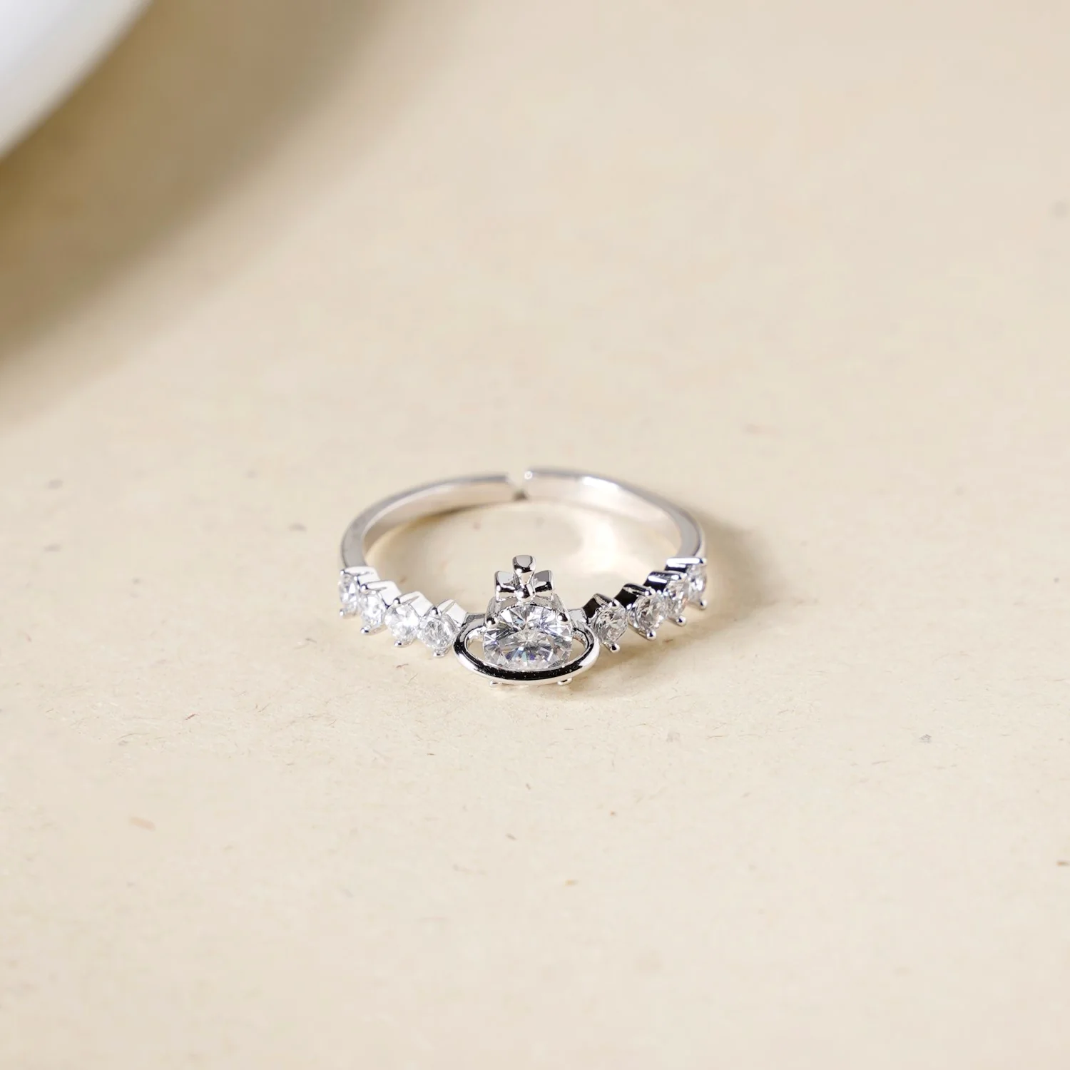 Gracefully Radiant Silver Solitaire Ring - Image 5