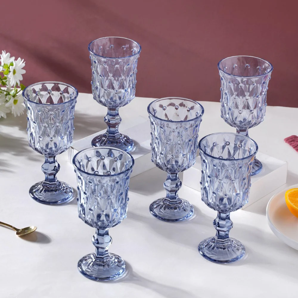 Grande Crystal Wine Glass Blue Set Of 6 300ml - Image 5