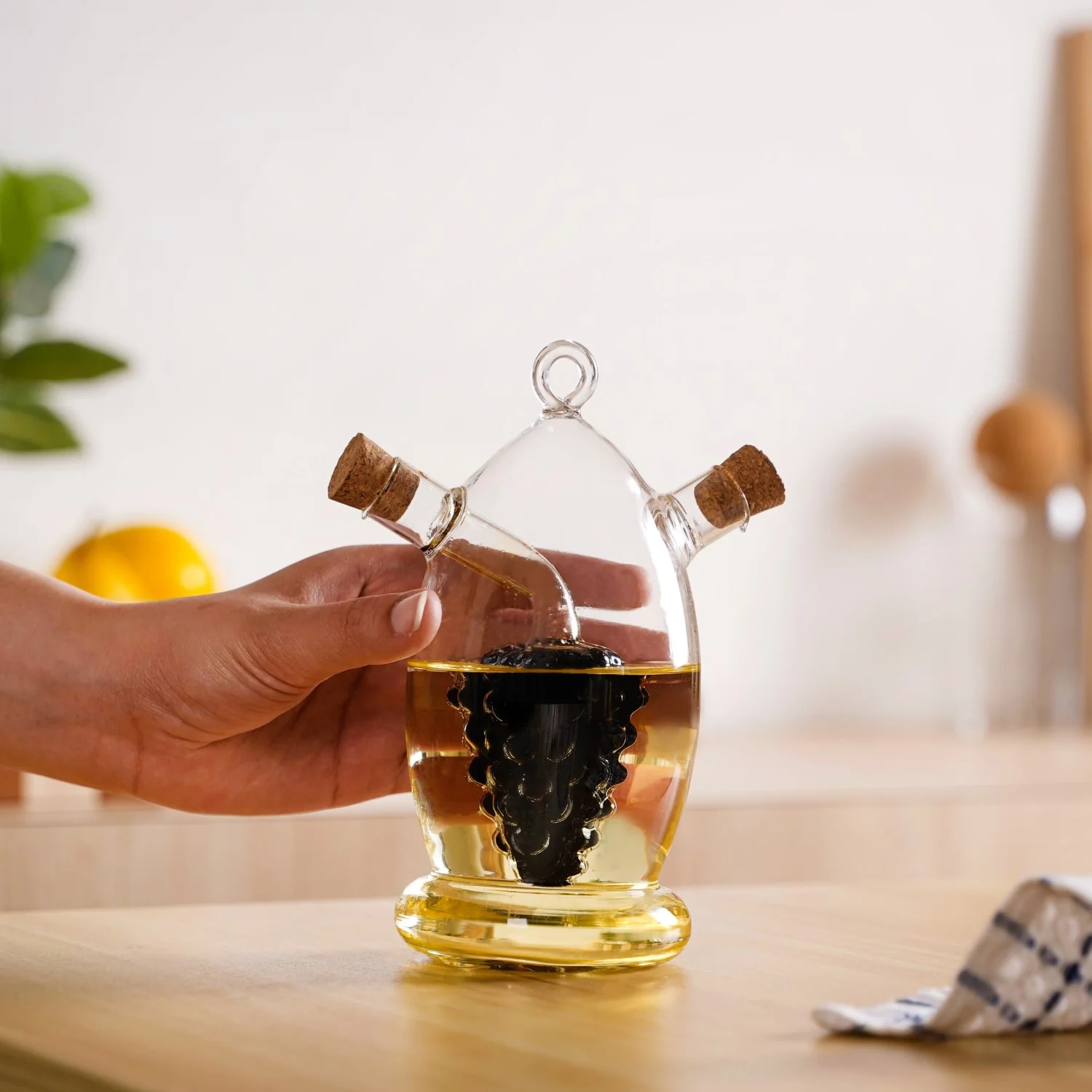 Grape Dual Glass Cruet For Gourmet Oils And Vinegar - Image 2