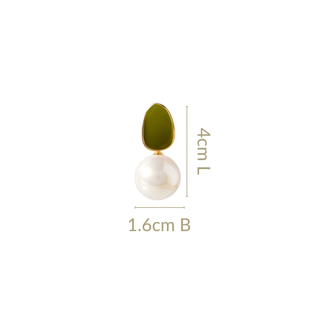 Green And Gold Pearl Earrings - Image 3