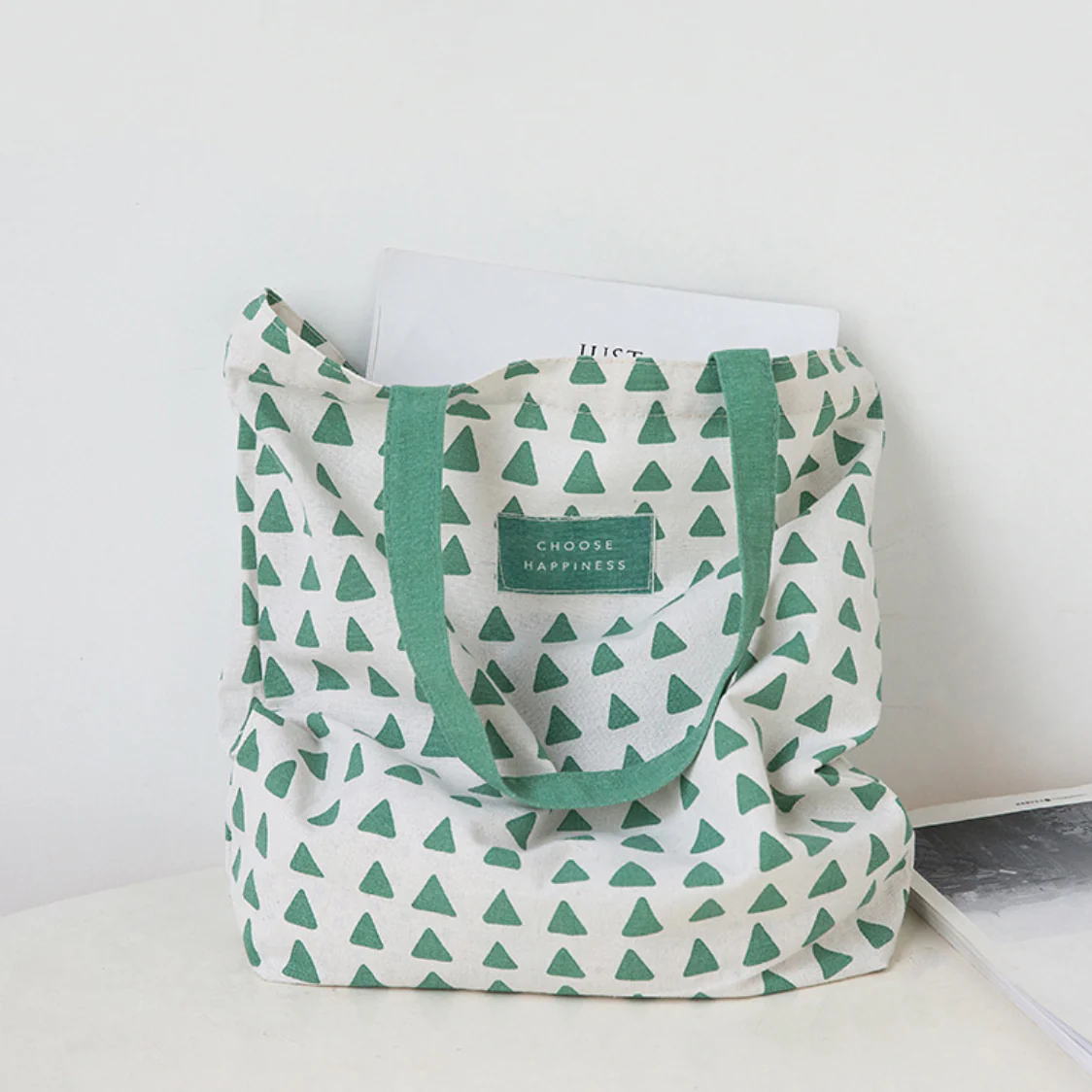 Green And White Tote Bag - Image 4