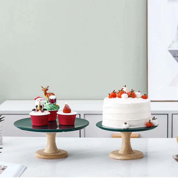 Green Cake Stand With Cloche Cover 9.5 Inch - Image 6