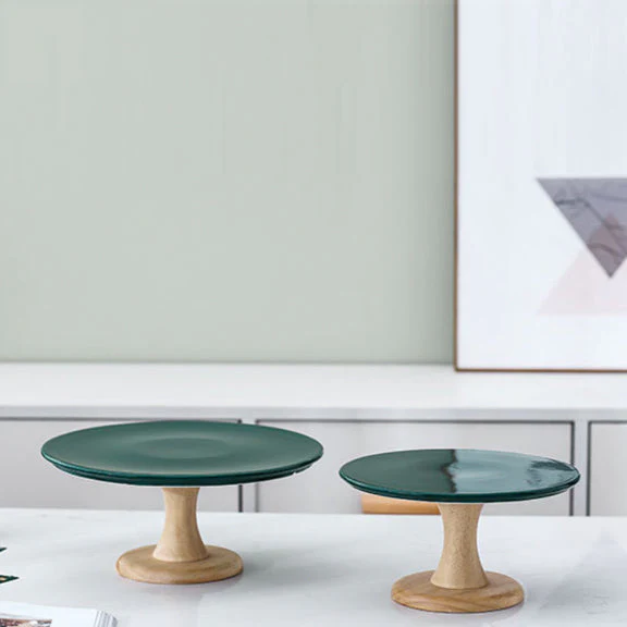 Green Cake Stand With Cloche Cover 9.5 Inch - Image 7