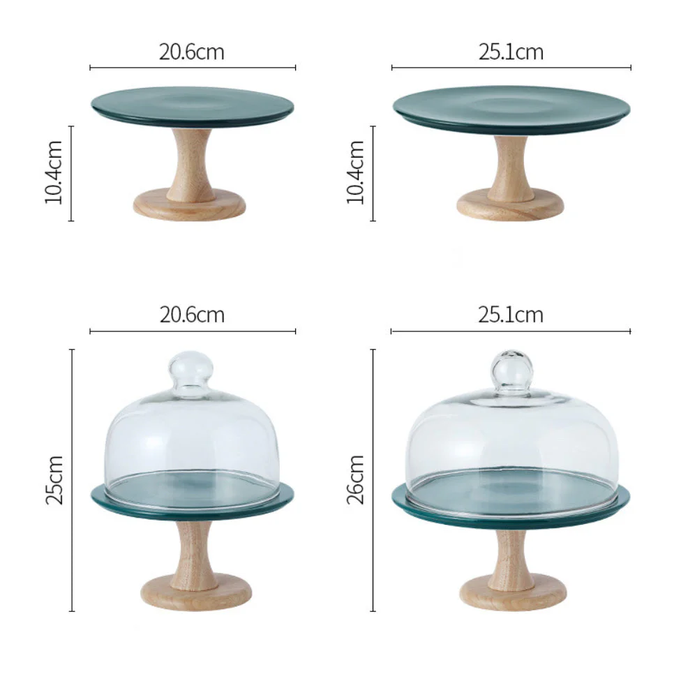 Green Cake Stand With Cloche Cover 9.5 Inch - Image 8