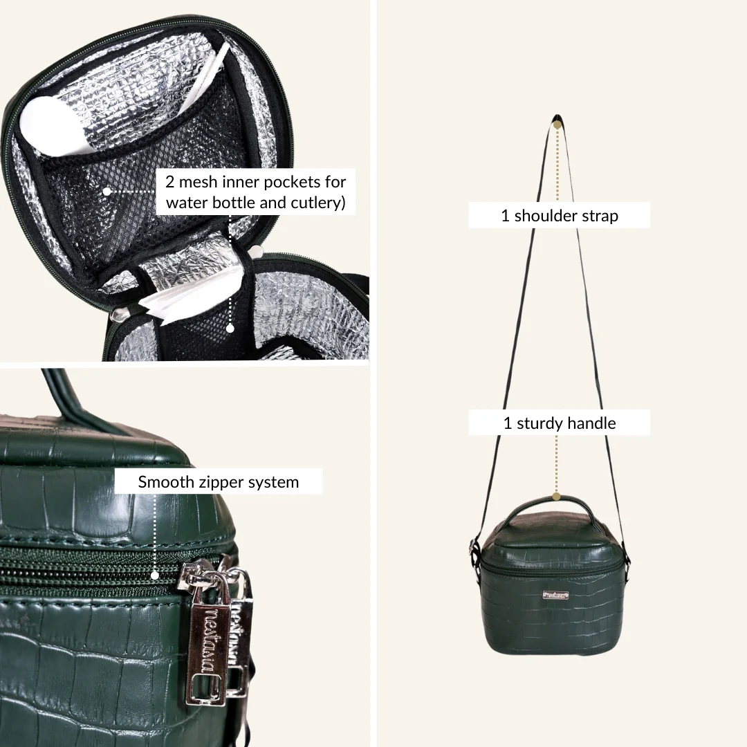 Green Croco Lunch Bag With Insulation - Image 6