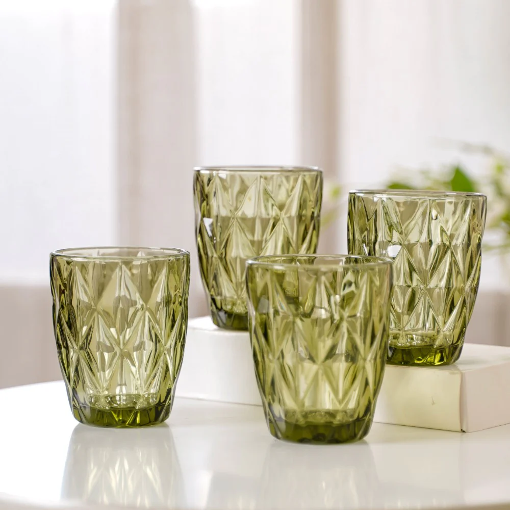 Green Embossed Drinkware Set of 4 - Image 8