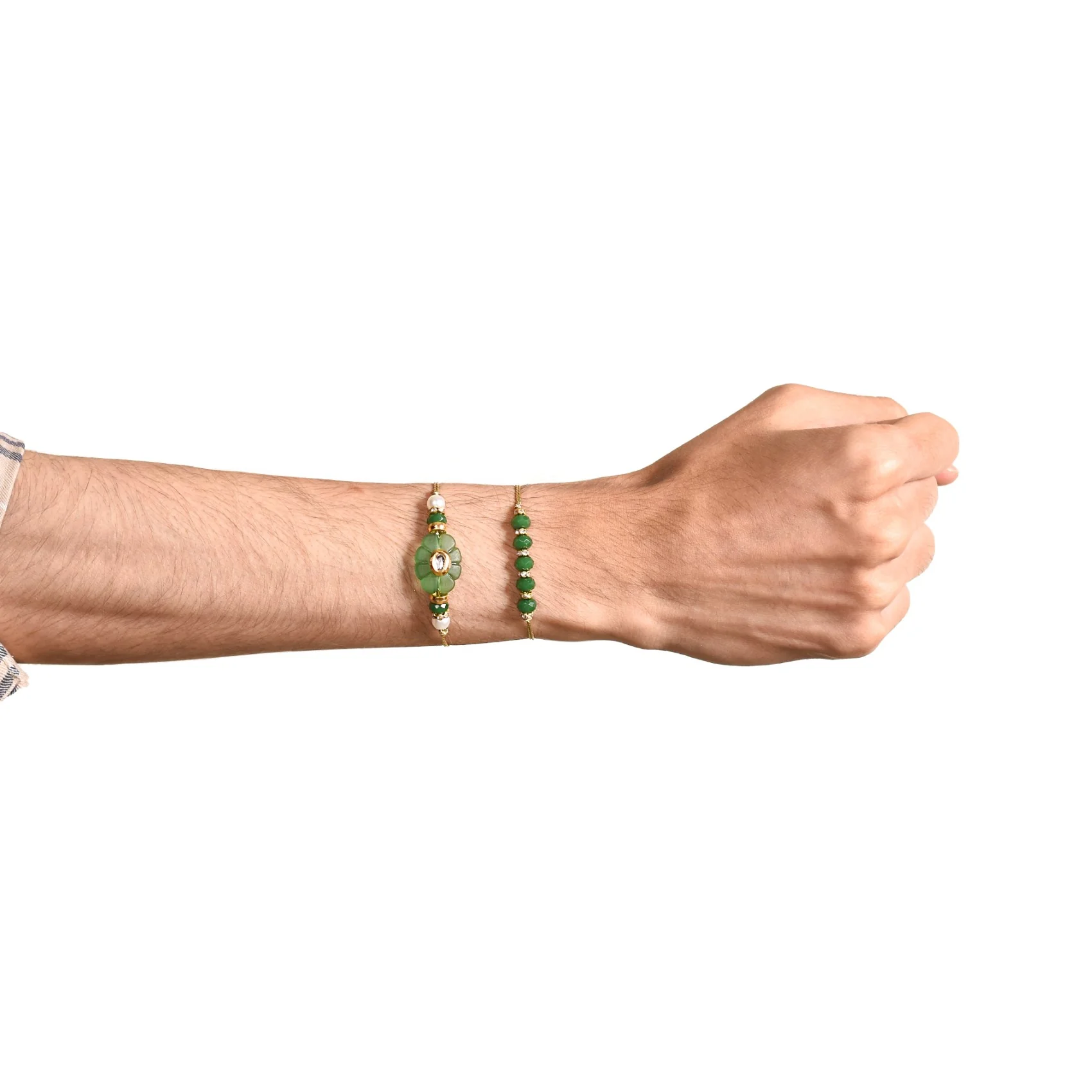 Green Flora Rakhi Set Of 4 With Box And Card - Image 3