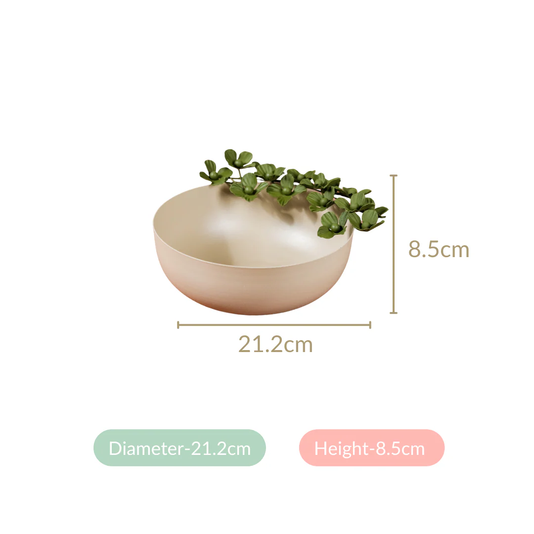 Green Garden Decorative Bowl With Metal Flowers 9 Inch - Image 5