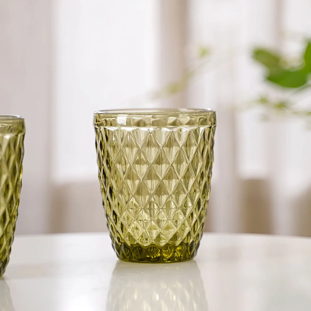 Green Glass Water Cup Set of 4 - Image 3