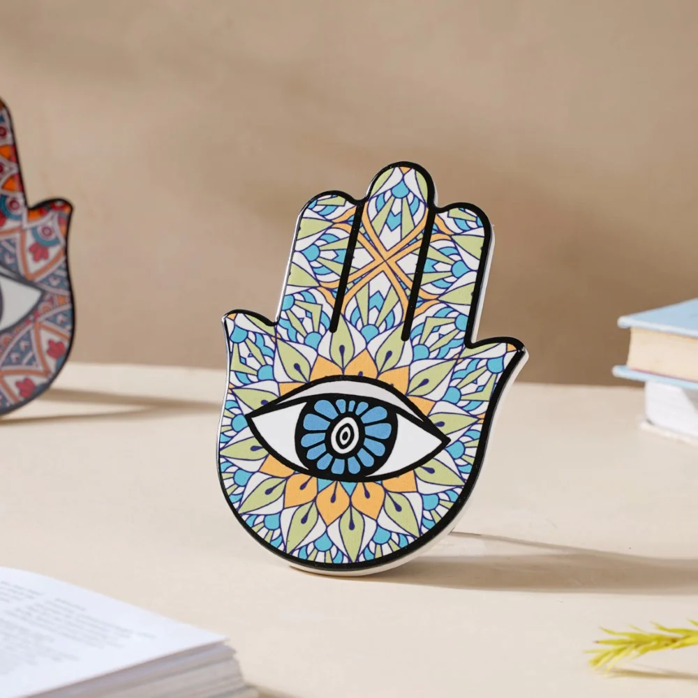 Green Hamsa Hand Decor With Stand Blue - Image 3