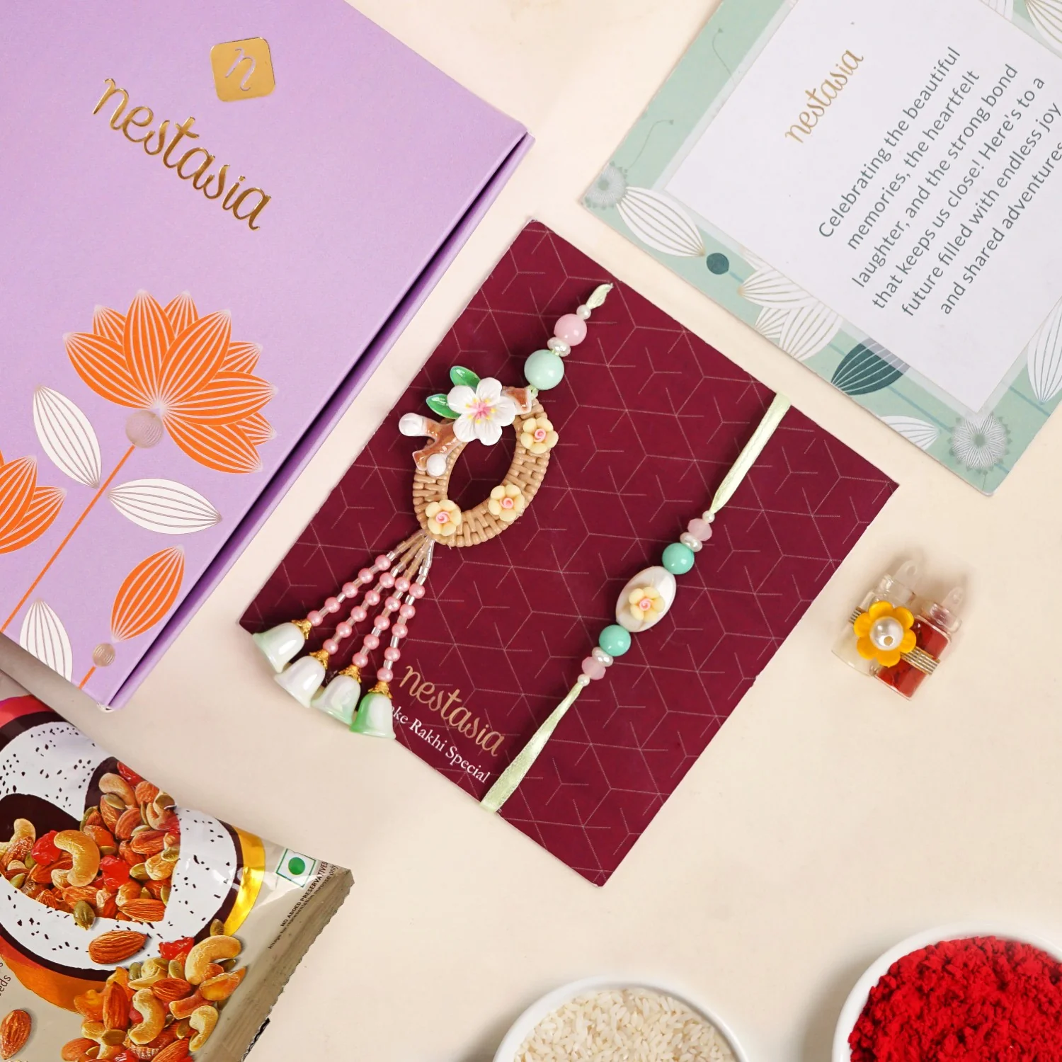 Green Harmony Rakhi Lumba Gift Set - Image 2