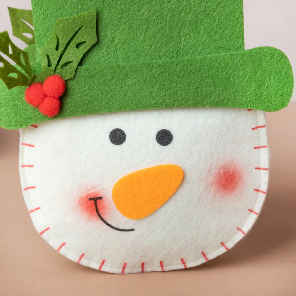 Green Hat Snowman Christmas Gift Bag 8 Inch - Image 5