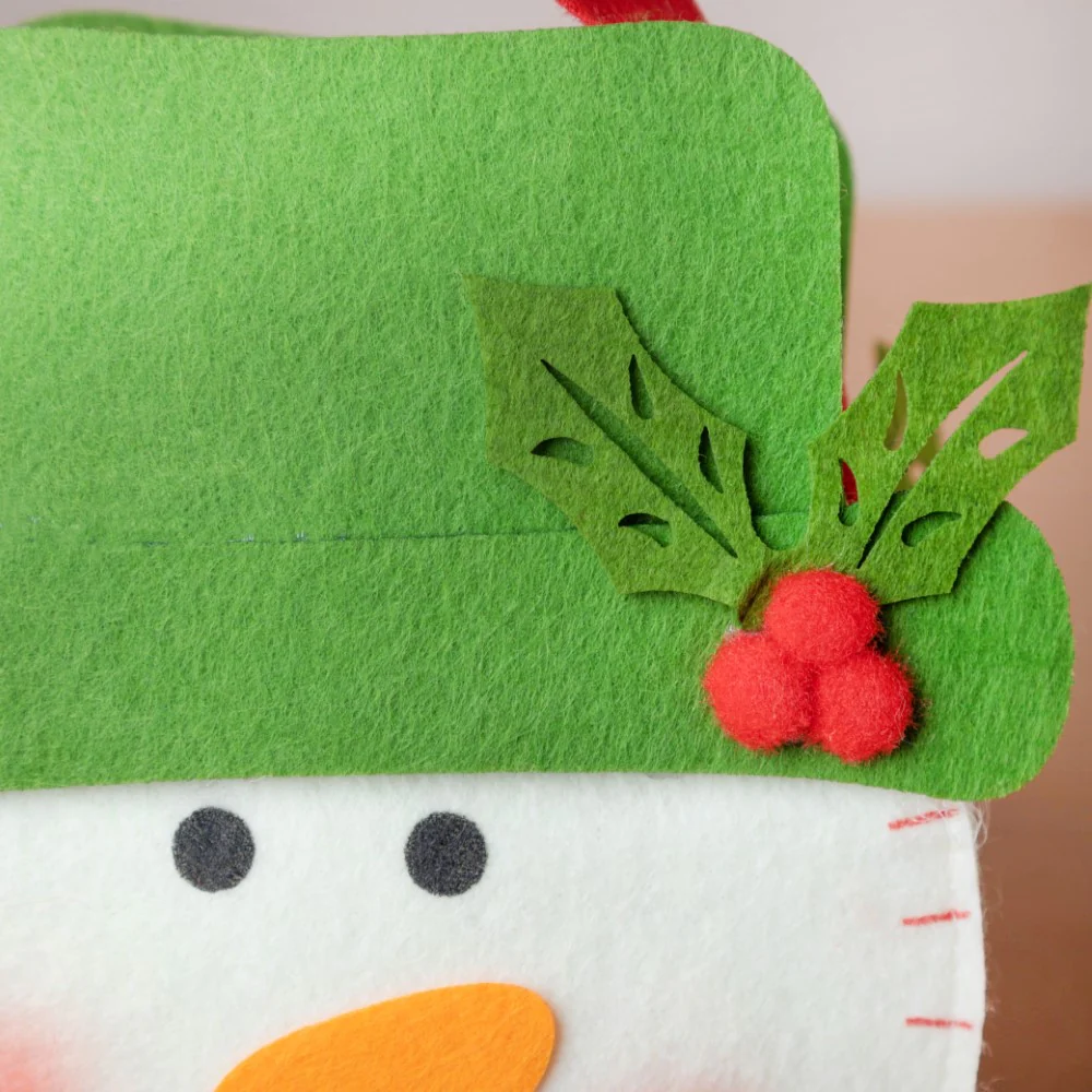 Green Hat Snowman Christmas Gift Bag 8 Inch - Image 6