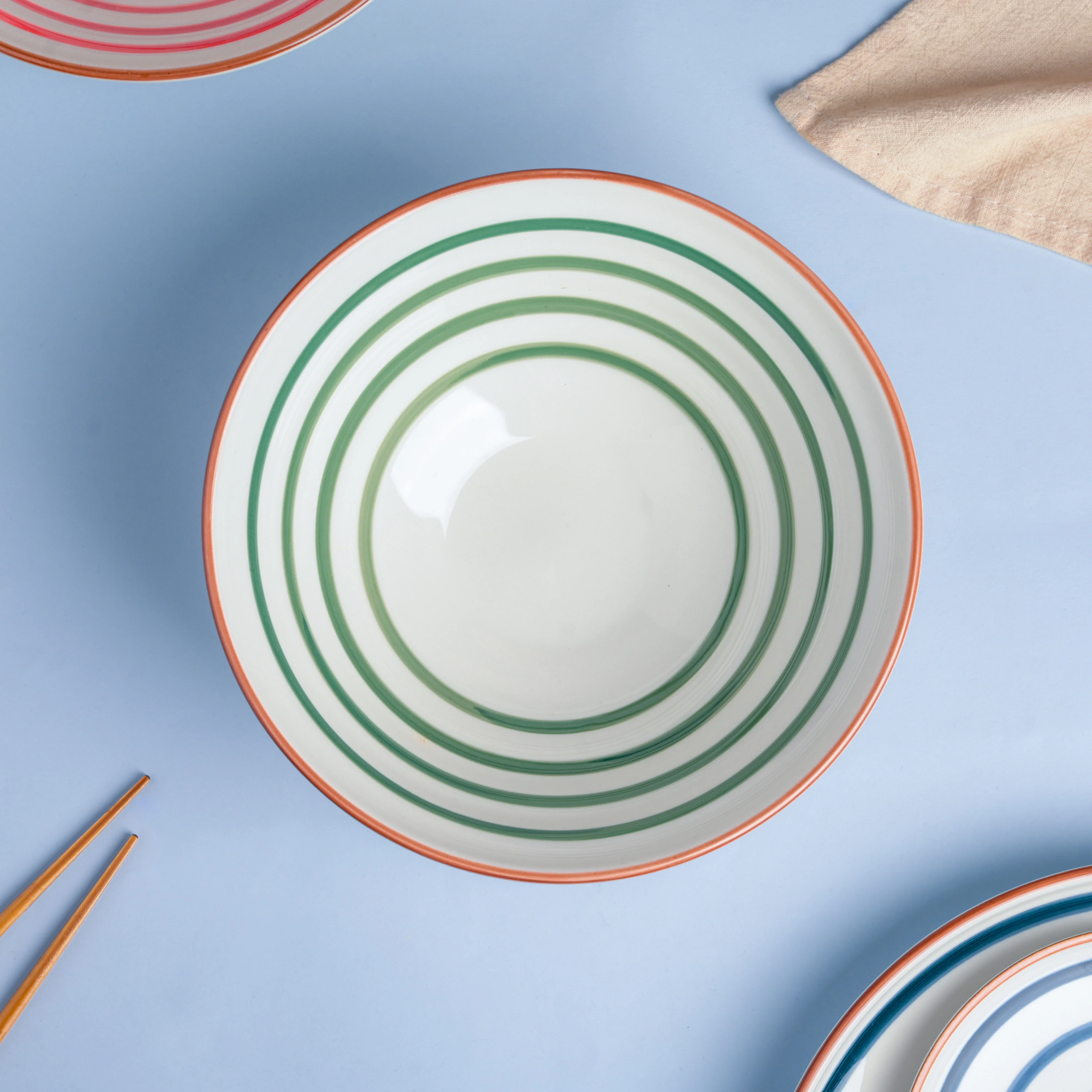 Green Illusion Ceramic Serving Bowl - Image 5