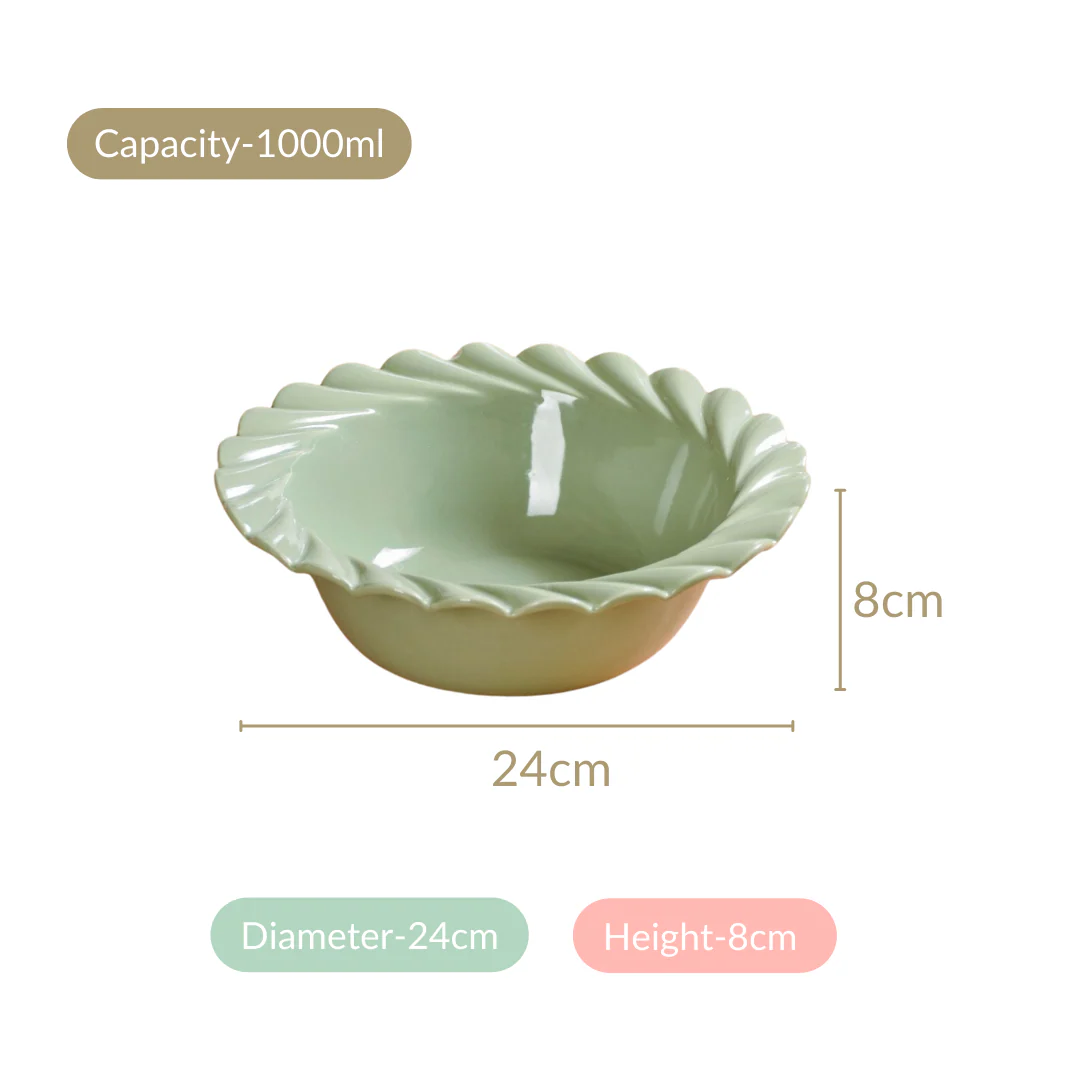 Green Scallop Luxury Serving  Bowls Set Of 2 1000ml - Image 6