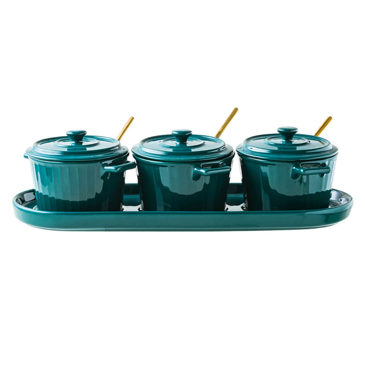 Green Spice Jar Set With Tray - Image 3
