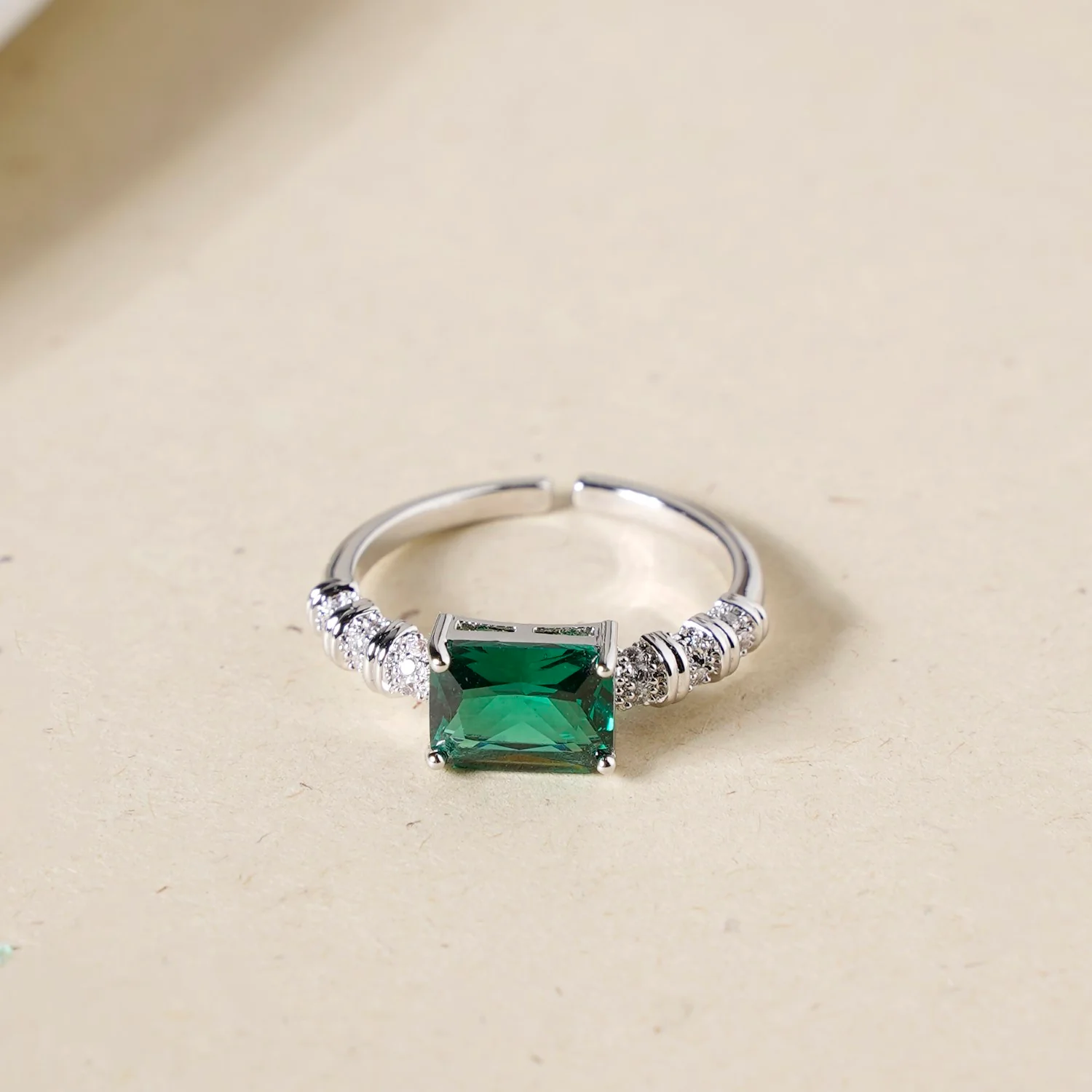 Green Stone Geometric Ring - Image 5