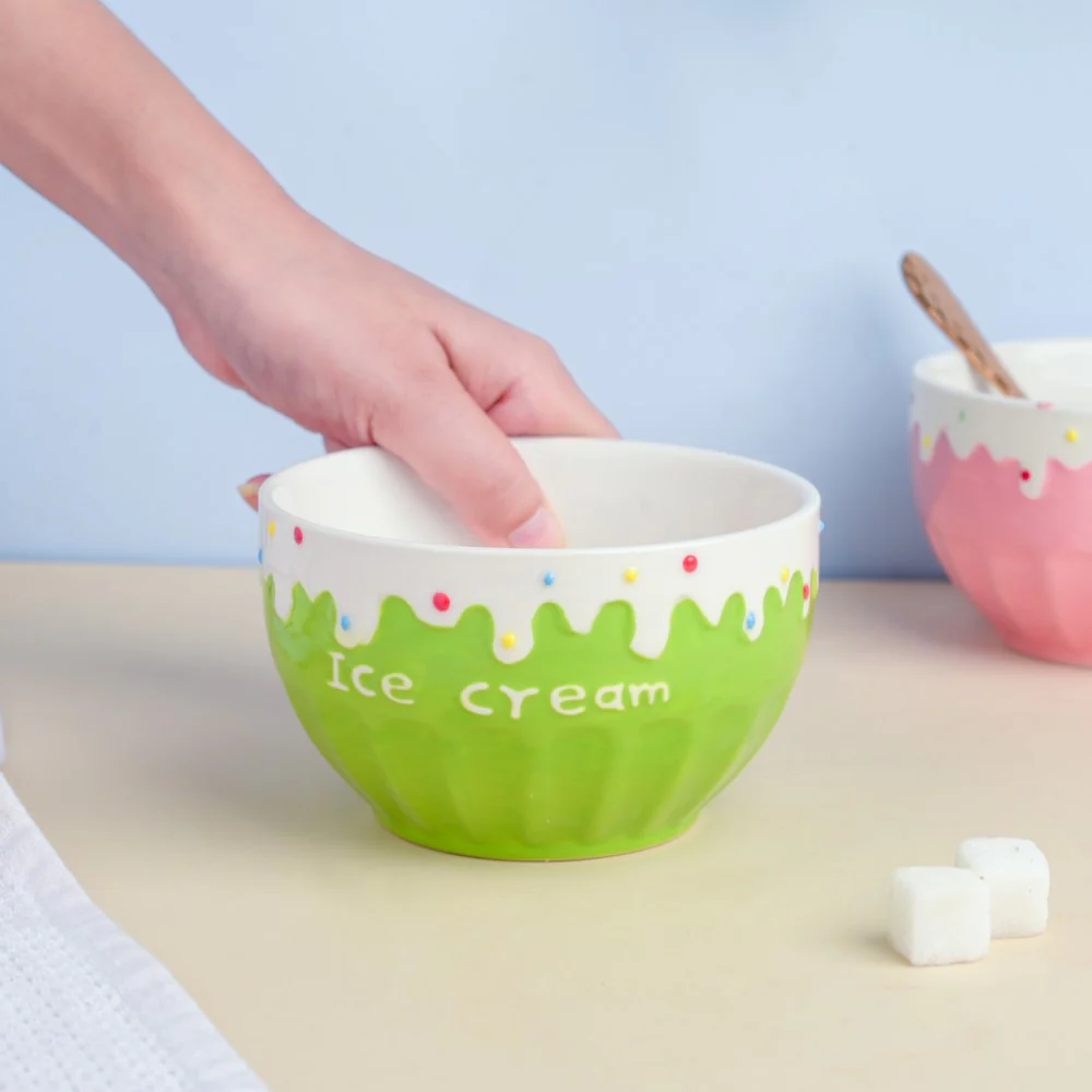 Green Strawberry Ice Cream Bowl 400 ml - Image 2