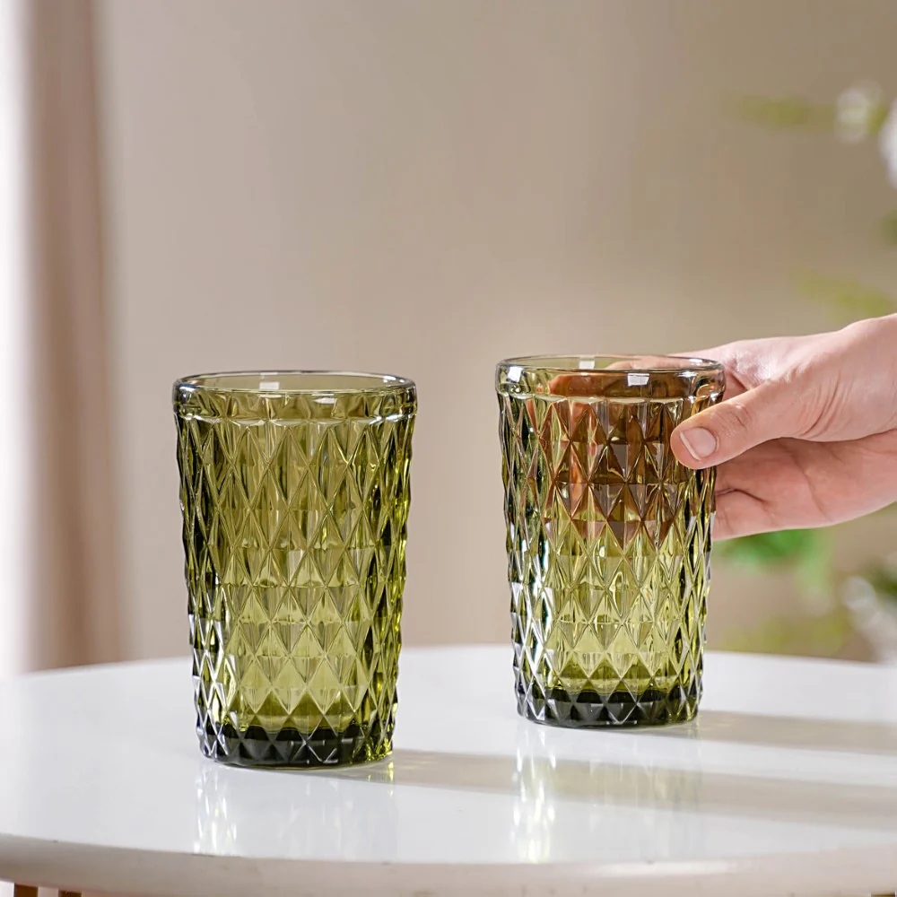 Green Textured Drinkware Set of 4 - Image 2