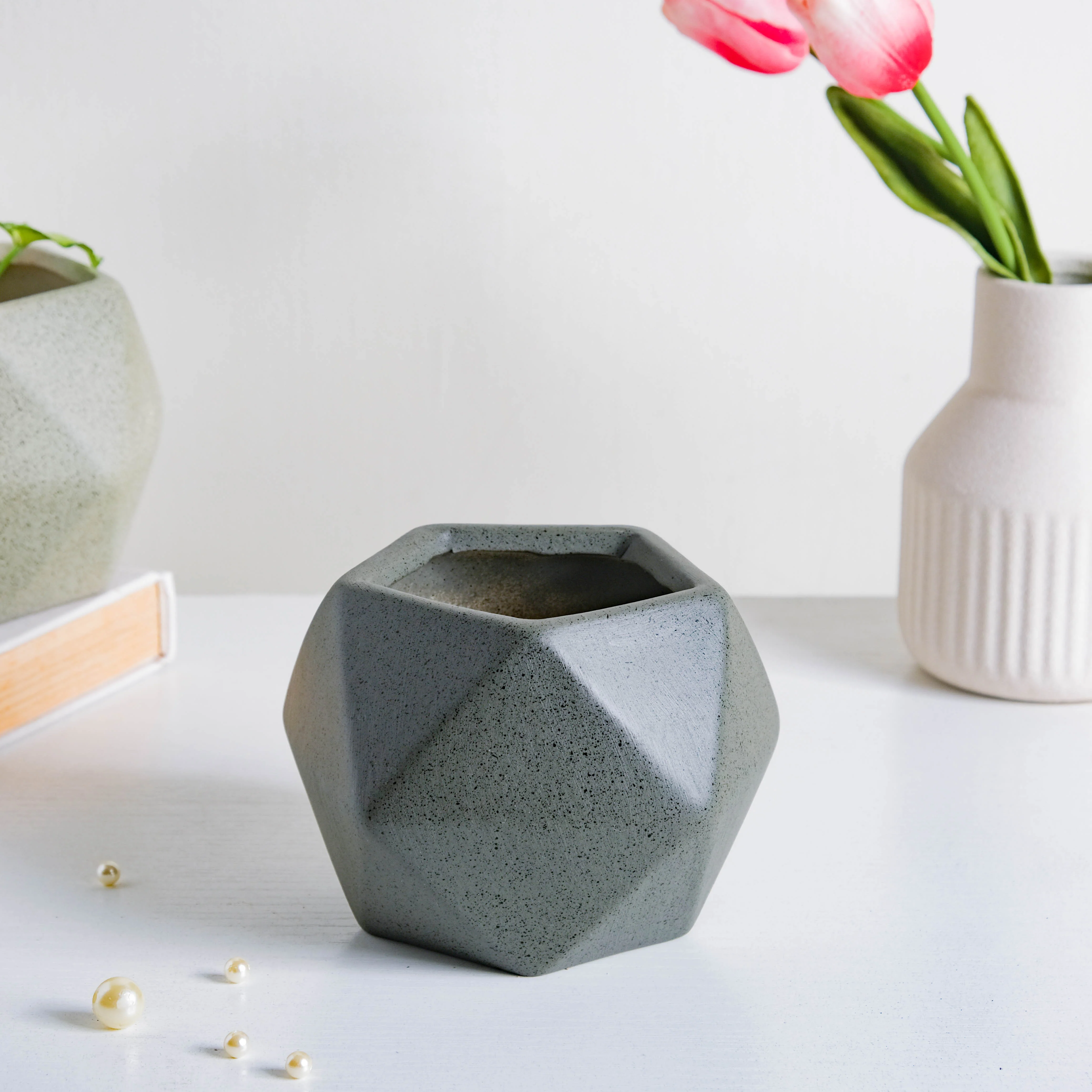 Grey Abstract Plant Pot